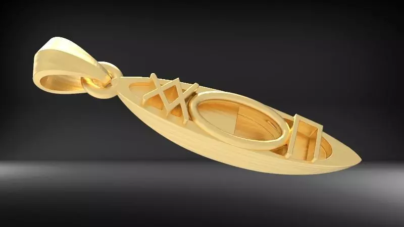3D Kayak Charm Necklace Pendant Jewelry  3D print model_0