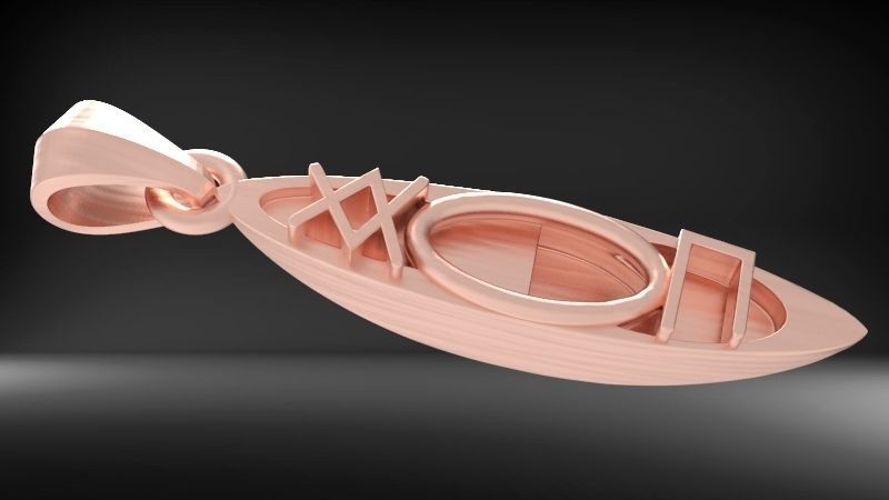3D Kayak Charm Necklace Pendant Jewelry  3D print model_5
