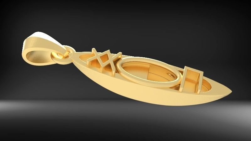 3D Kayak Charm Necklace Pendant Jewelry  3D print model_2