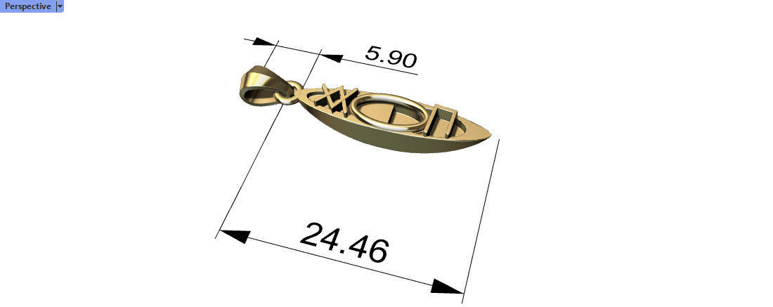 3D Kayak Charm Necklace Pendant Jewelry  3D print model_12