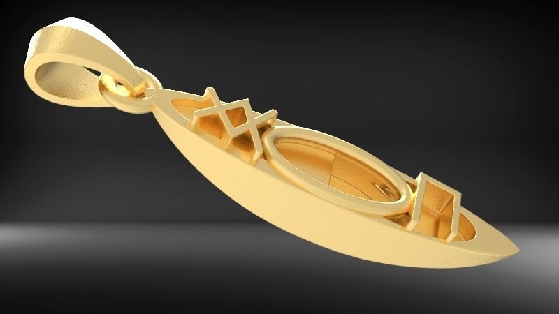 3D Kayak Charm Necklace Pendant Jewelry  3D print model_4