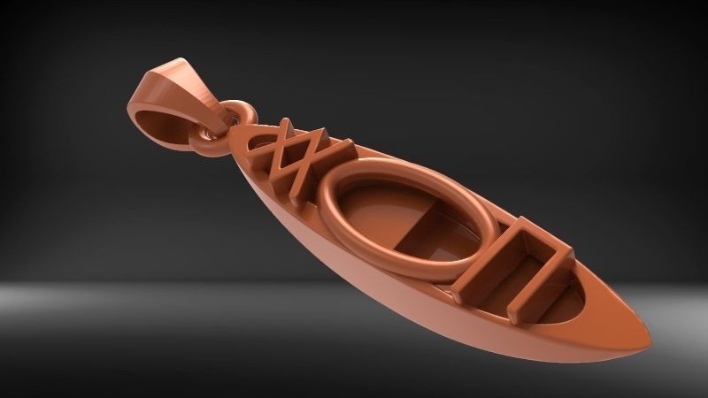 3D Kayak Charm Necklace Pendant Jewelry  3D print model_11