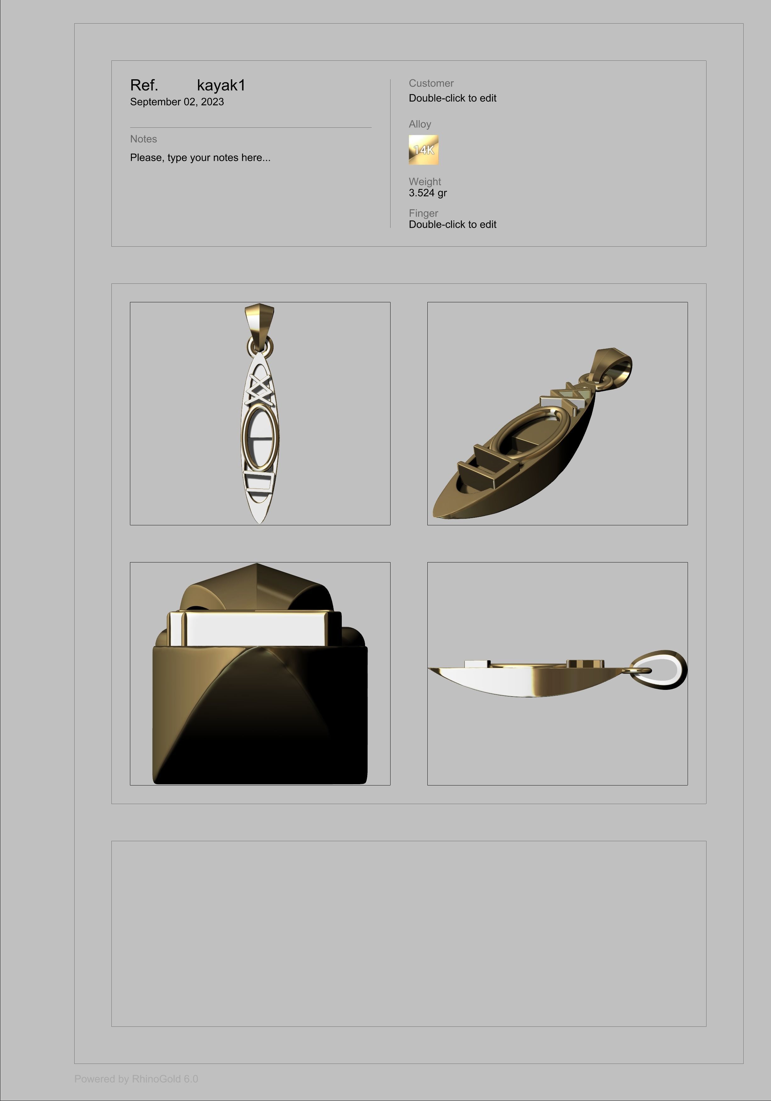 3D Kayak Charm Necklace Pendant Jewelry  3D print model_13