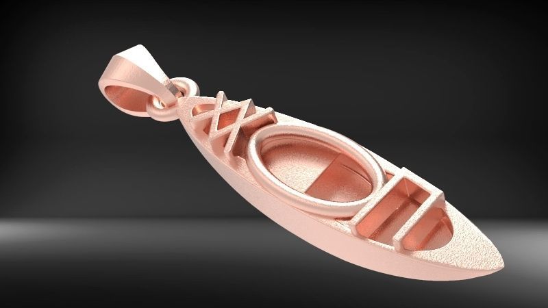 3D Kayak Charm Necklace Pendant Jewelry  3D print model_8