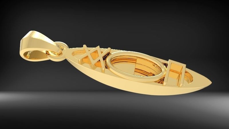 3D Kayak Charm Necklace Pendant Jewelry  3D print model_1