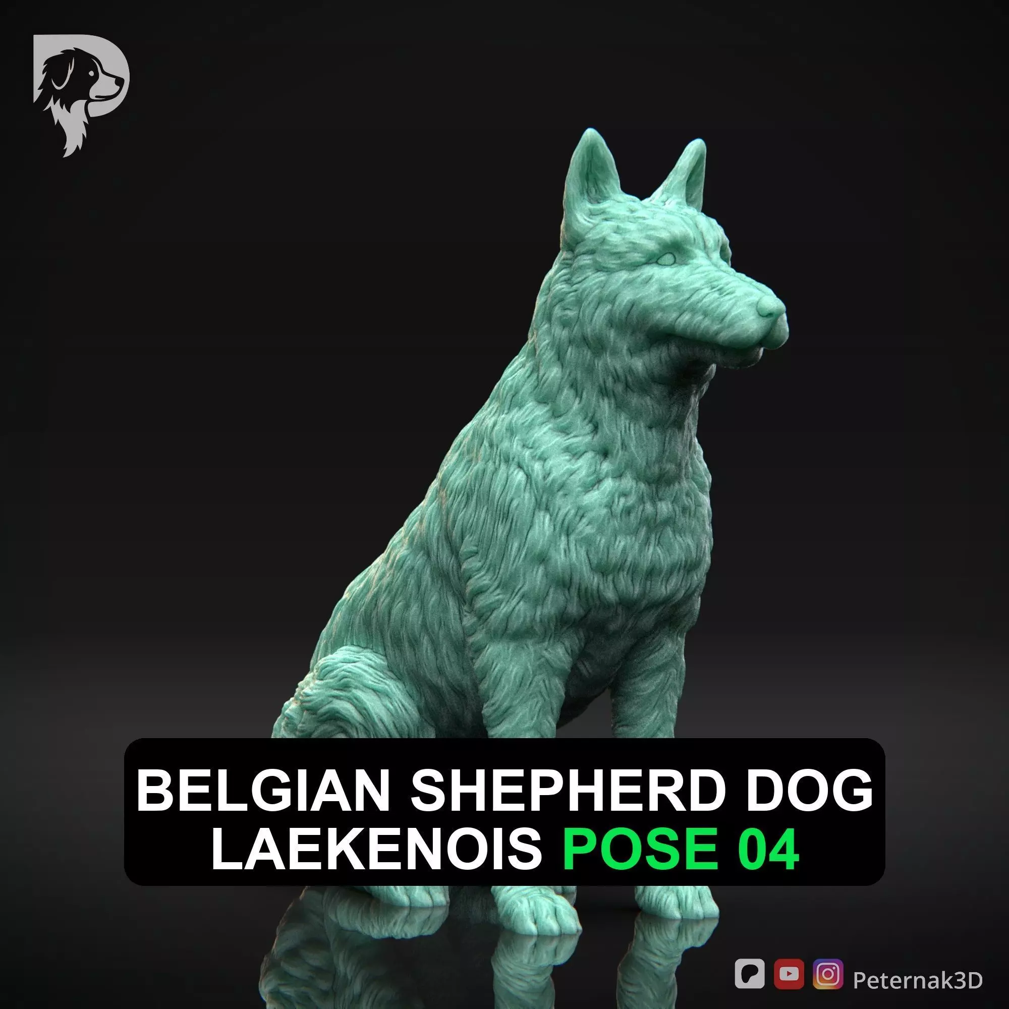 Dog 3D Print Model Belgian Shepherd Dog Laekenois Pose 04 STL 3D print model_0