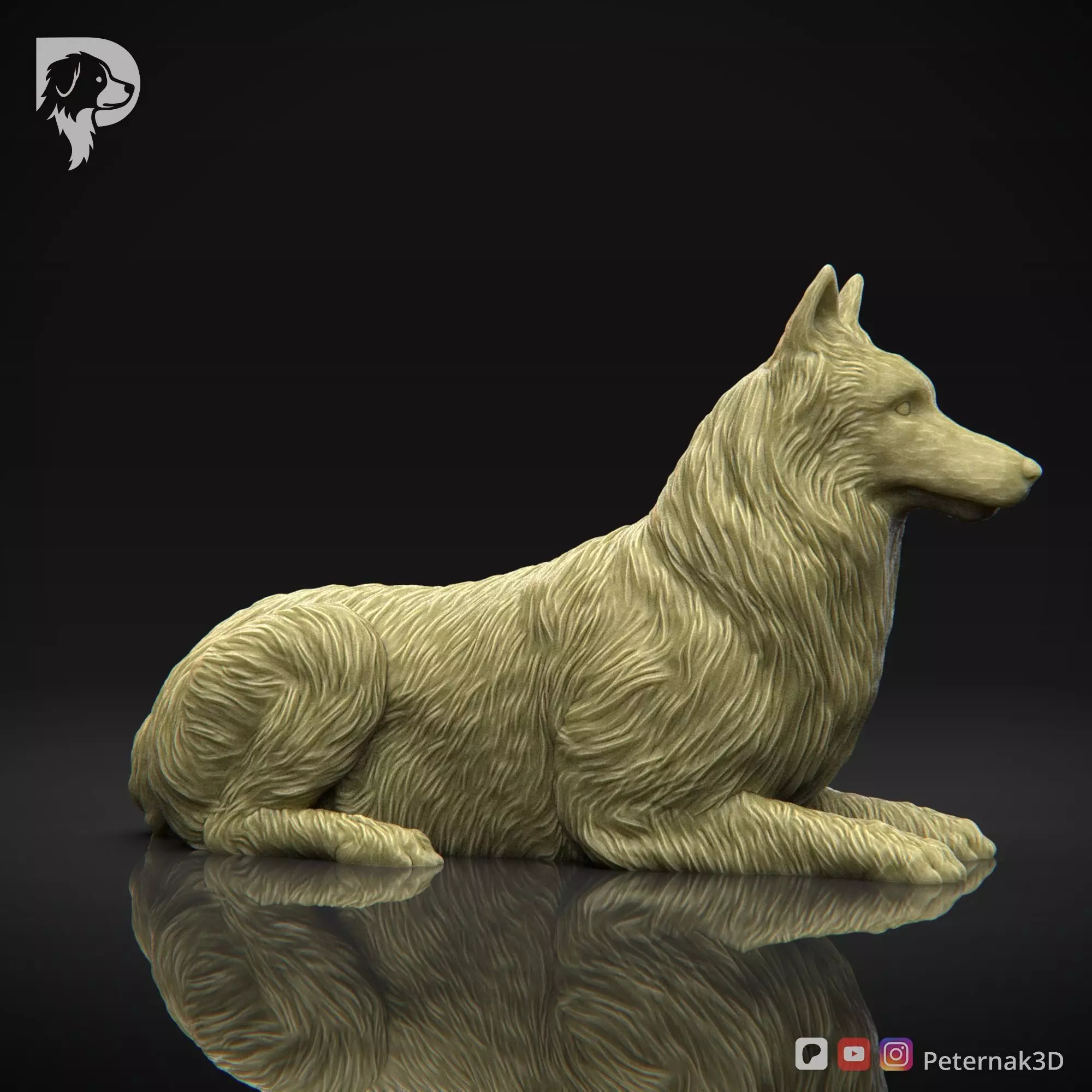 Dog 3D Print Model Belgian Shepherd Dog Groenendael Pose 07 STL 3D print model_4