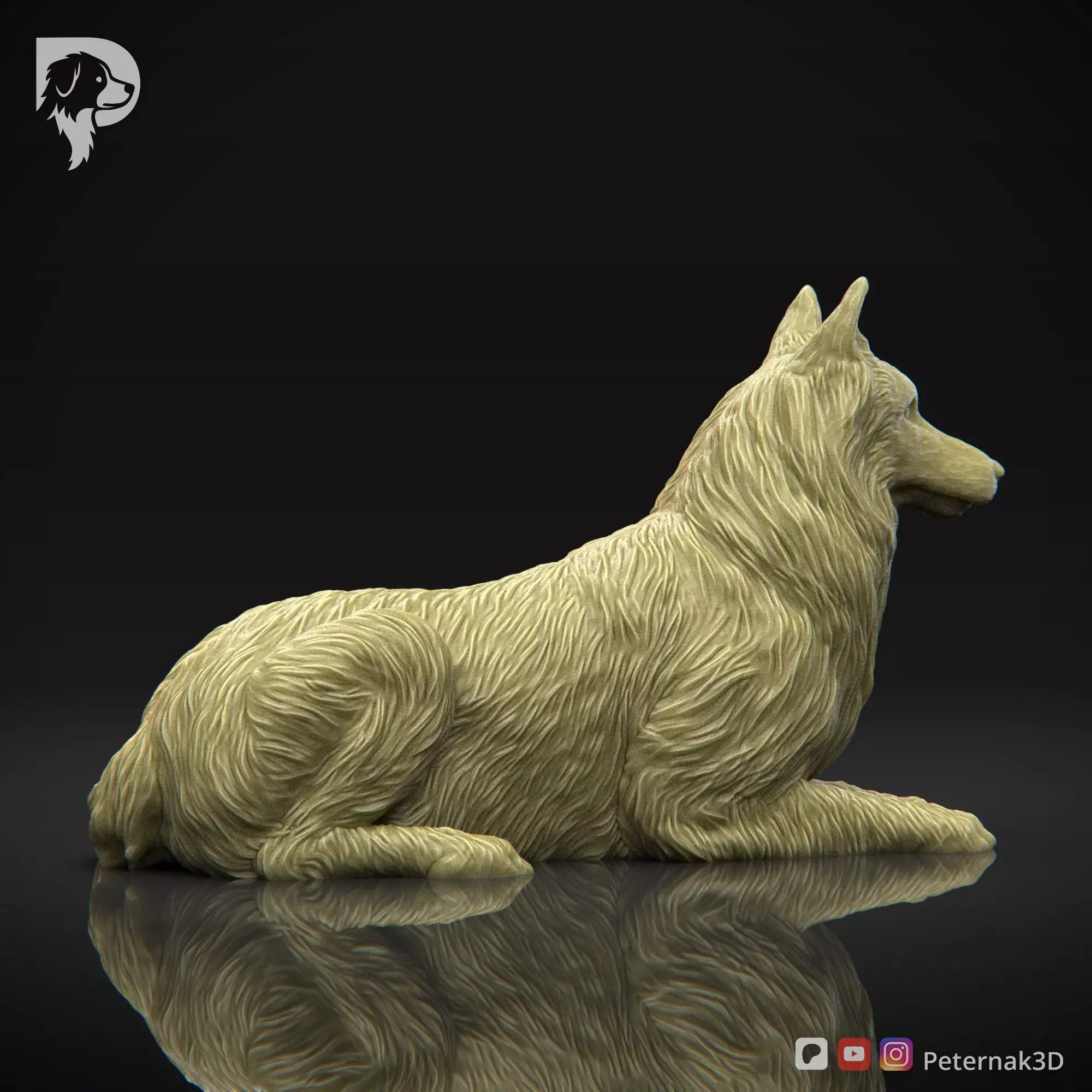 Dog 3D Print Model Belgian Shepherd Dog Groenendael Pose 07 STL 3D print model_5