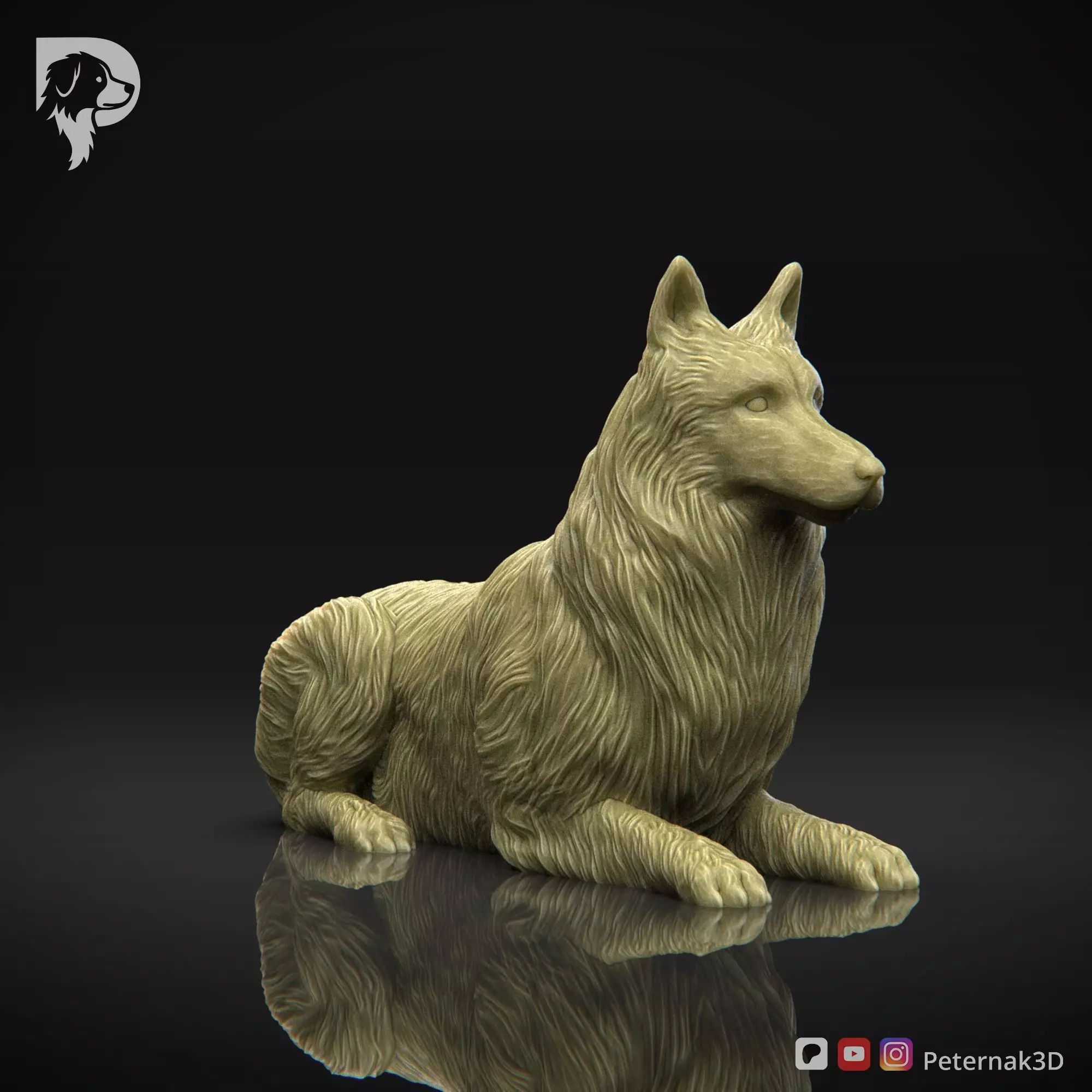 Dog 3D Print Model Belgian Shepherd Dog Groenendael Pose 07 STL 3D print model_3