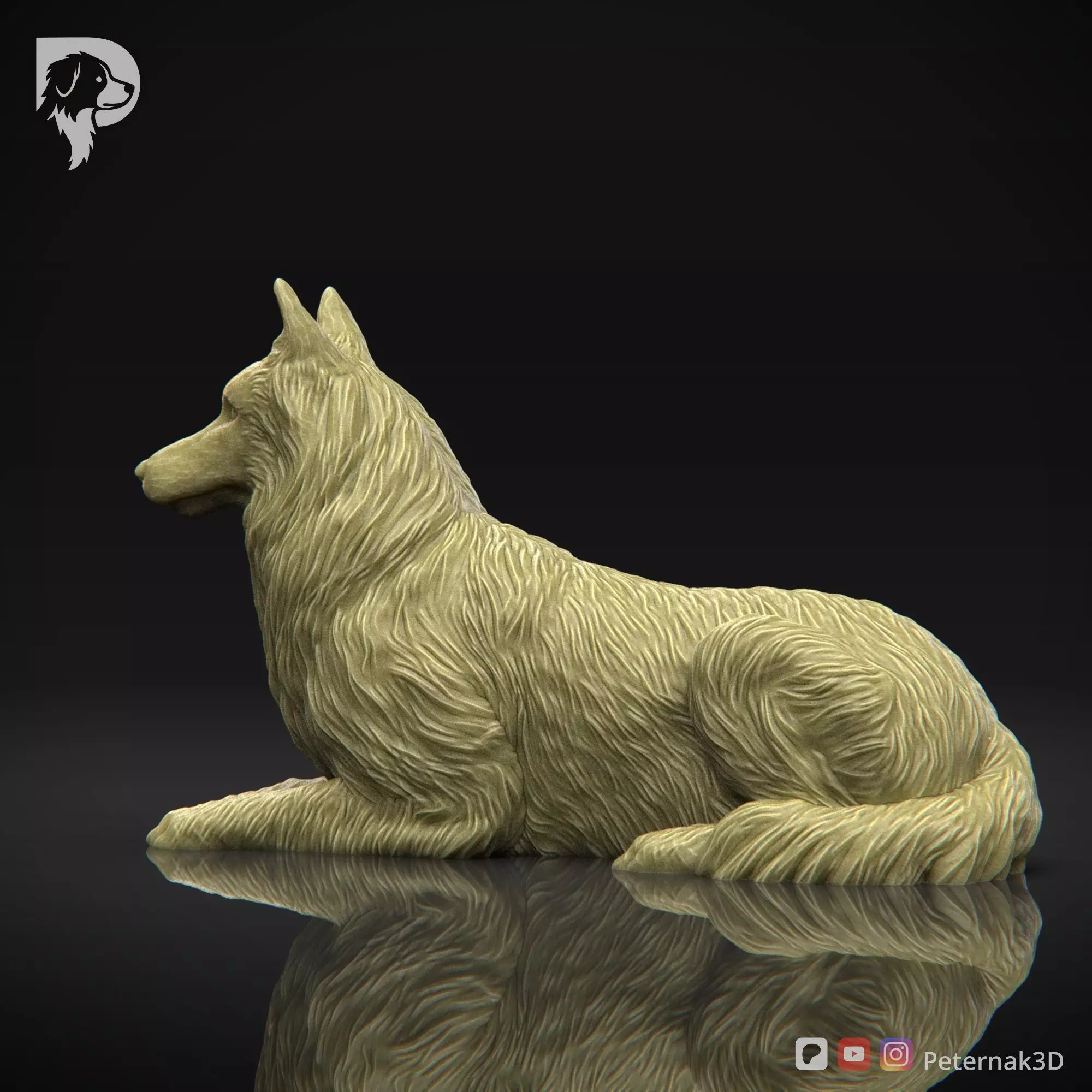 Dog 3D Print Model Belgian Shepherd Dog Groenendael Pose 07 STL 3D print model_9
