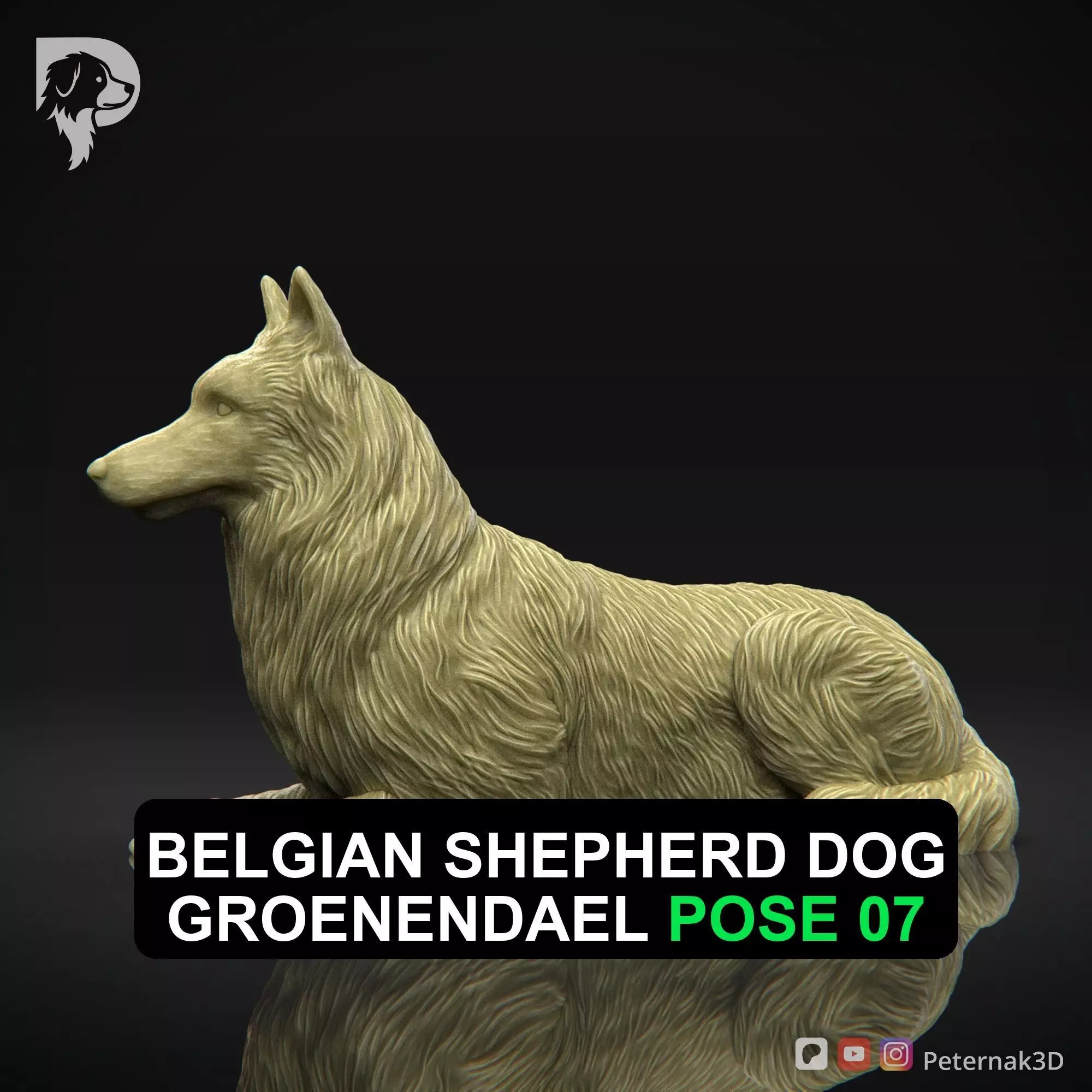 Dog 3D Print Model Belgian Shepherd Dog Groenendael Pose 07 STL 3D print model_0