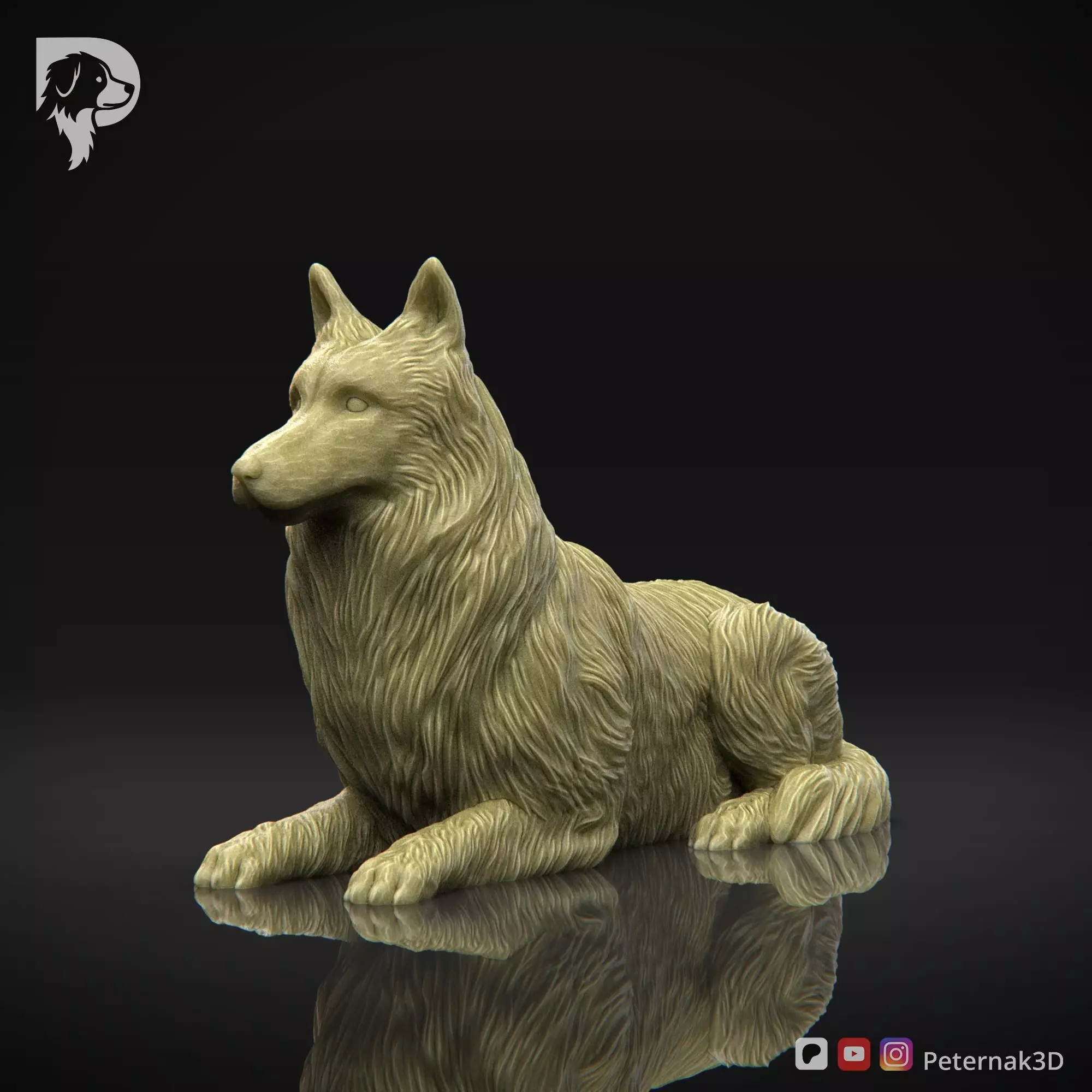 Dog 3D Print Model Belgian Shepherd Dog Groenendael Pose 07 STL 3D print model_11