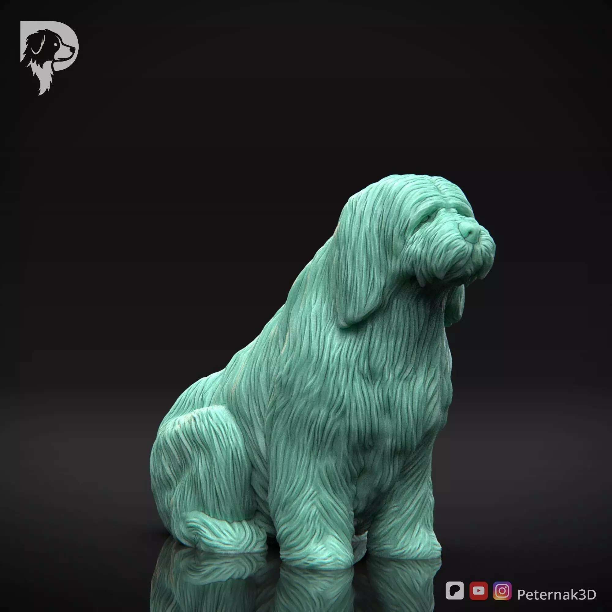 Dog 3D Print Model Bearded Collie Pose 04 Ready STL 3D print model_3