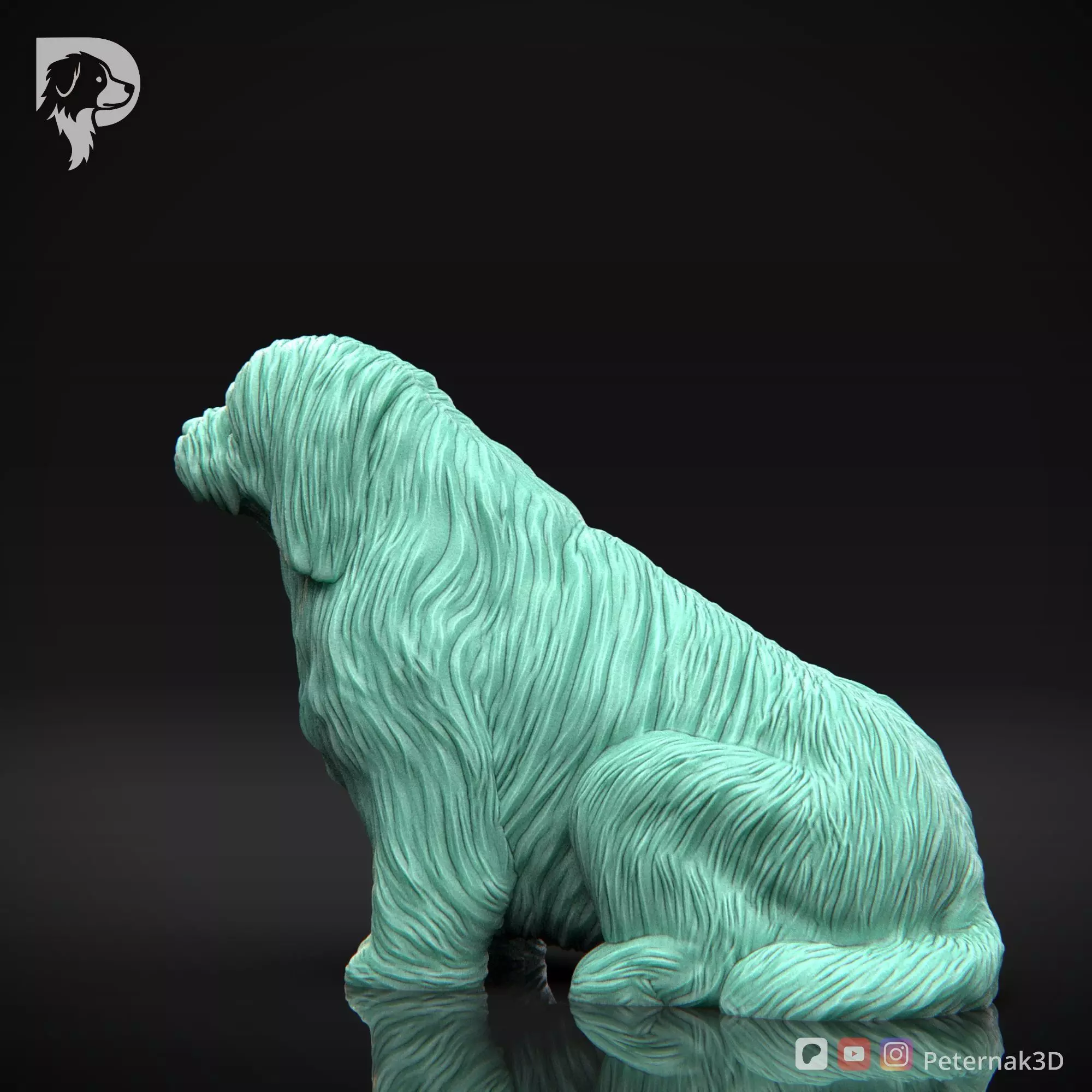 Dog 3D Print Model Bearded Collie Pose 04 Ready STL 3D print model_9