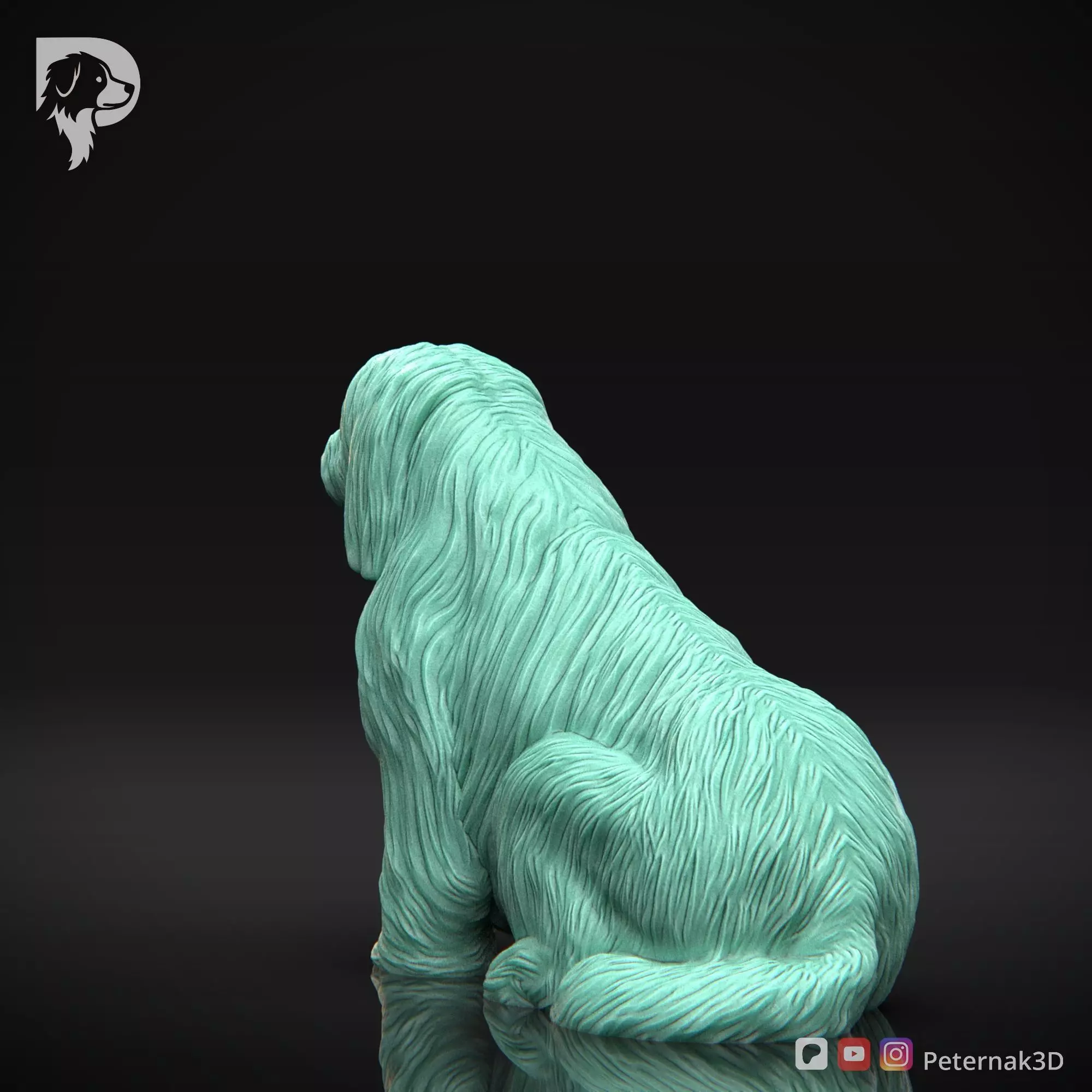 Dog 3D Print Model Bearded Collie Pose 04 Ready STL 3D print model_8