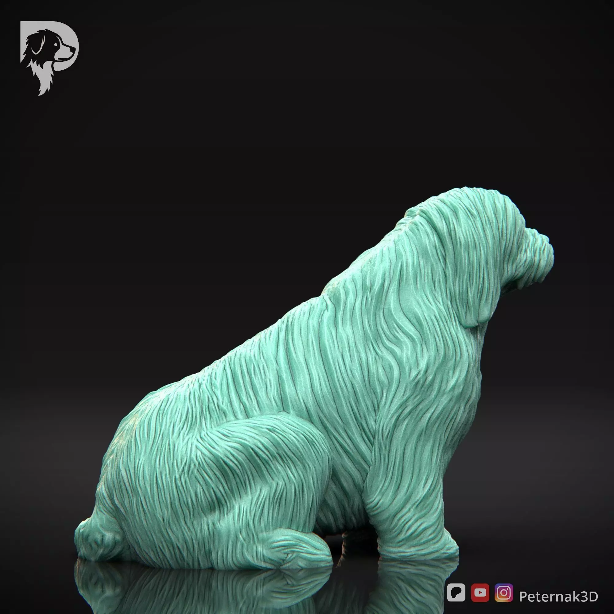 Dog 3D Print Model Bearded Collie Pose 04 Ready STL 3D print model_5