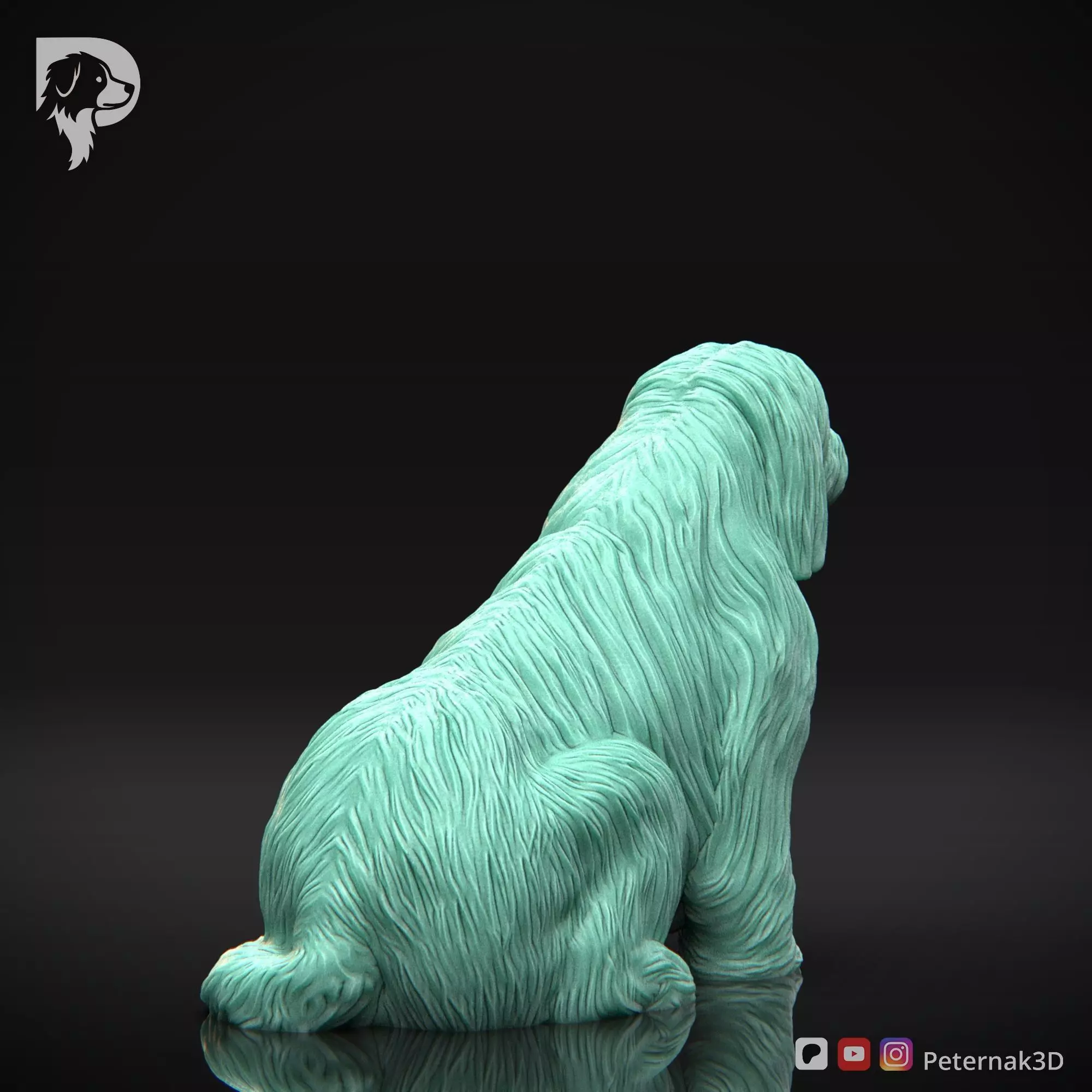 Dog 3D Print Model Bearded Collie Pose 04 Ready STL 3D print model_6