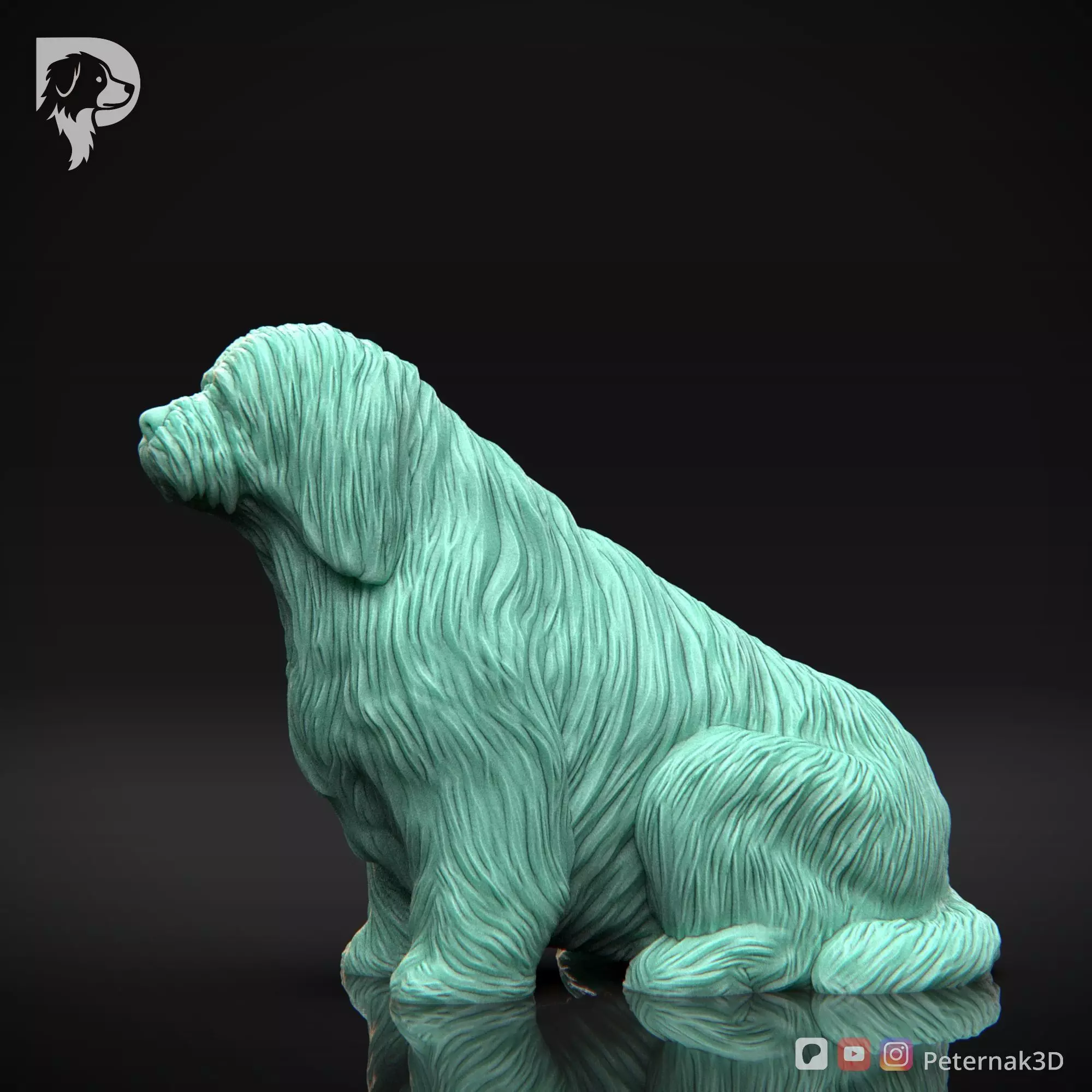 Dog 3D Print Model Bearded Collie Pose 04 Ready STL 3D print model_10