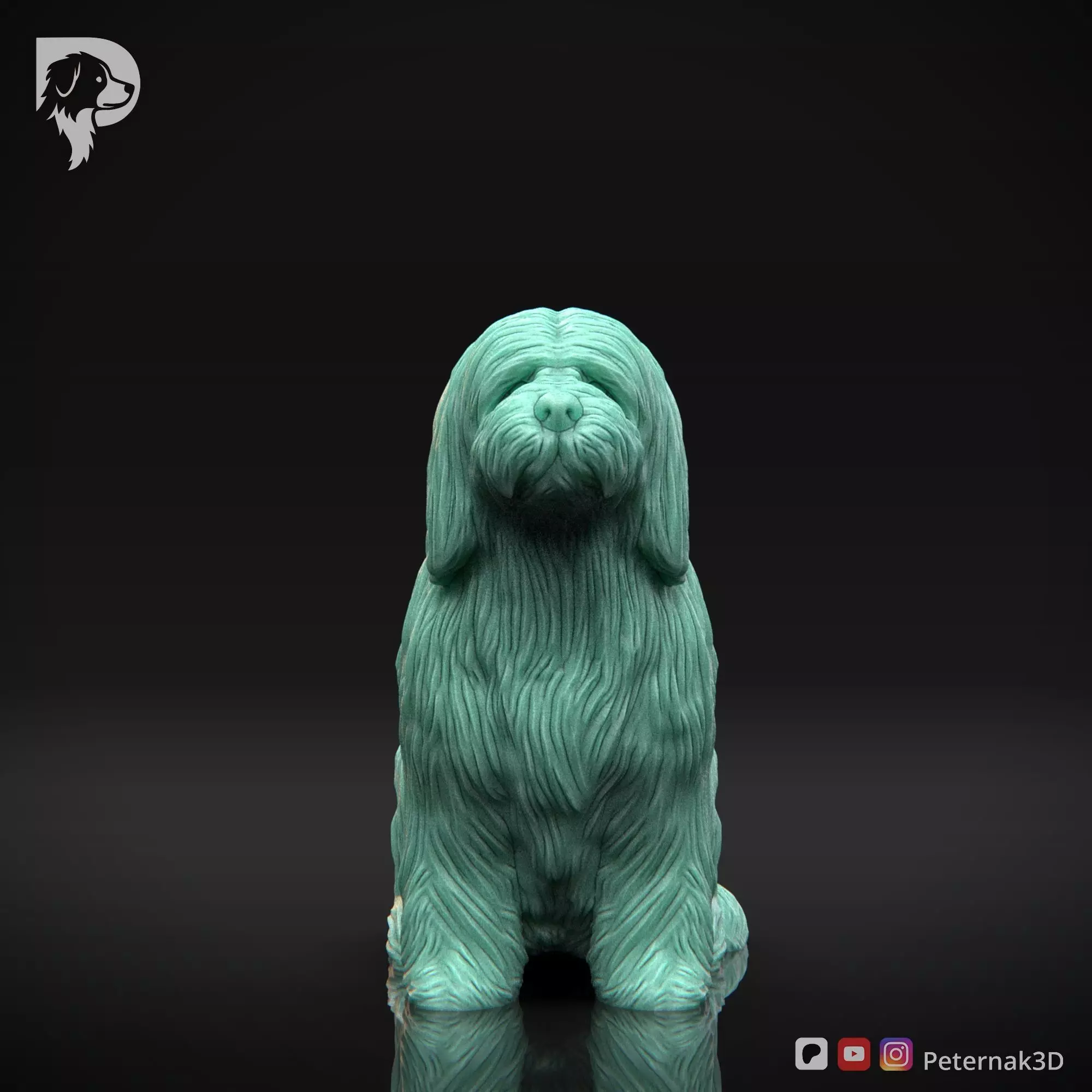 Dog 3D Print Model Bearded Collie Pose 04 Ready STL 3D print model_2