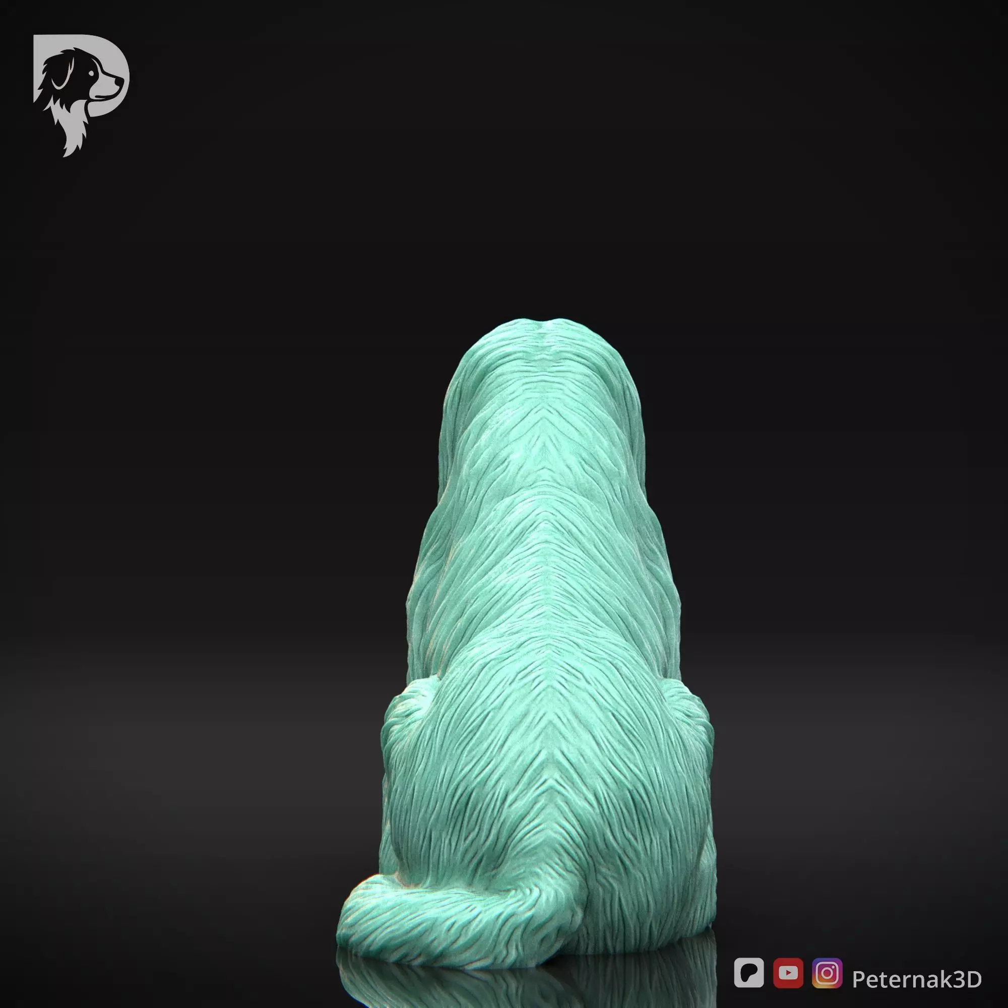 Dog 3D Print Model Bearded Collie Pose 04 Ready STL 3D print model_7