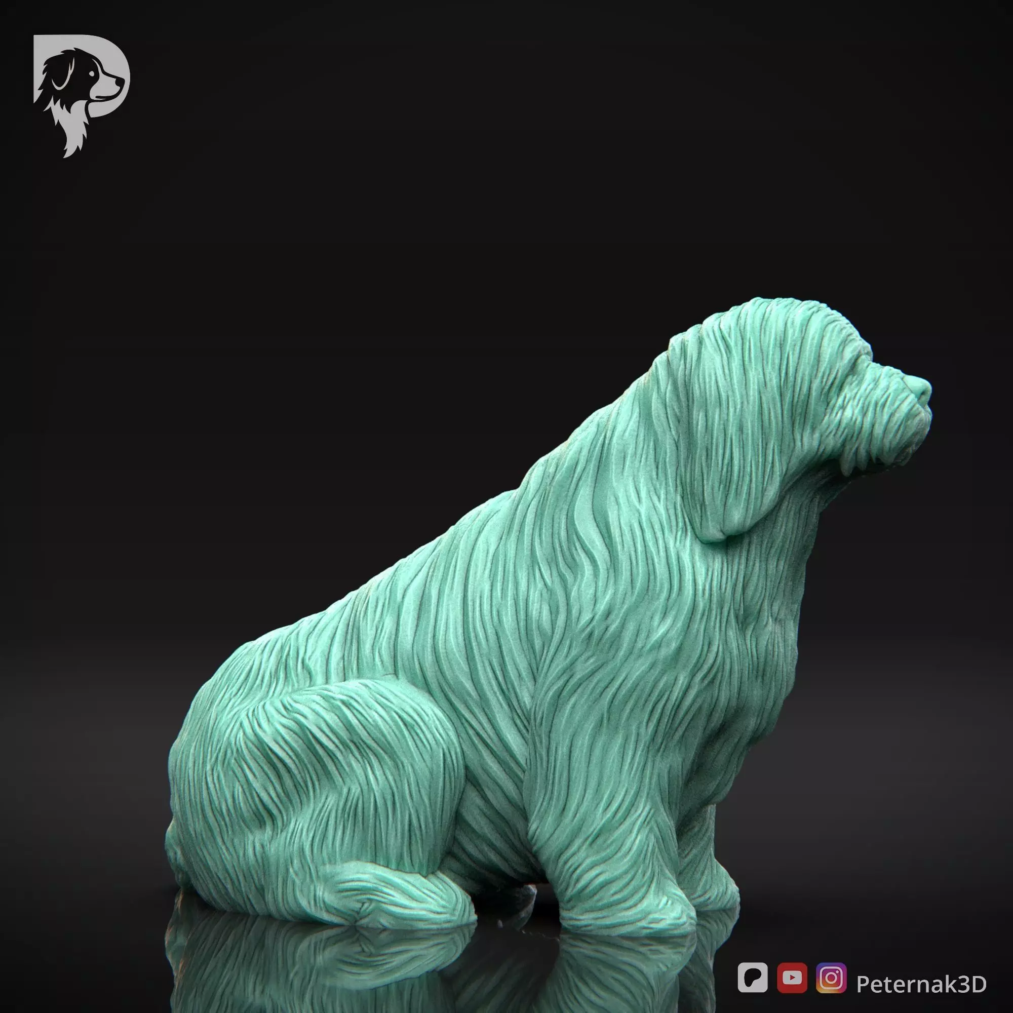 Dog 3D Print Model Bearded Collie Pose 04 Ready STL 3D print model_4