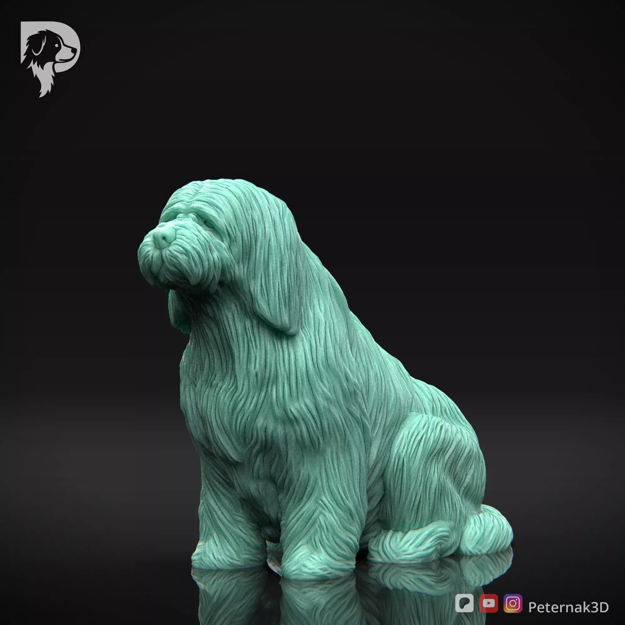 Dog 3D Print Model Bearded Collie Pose 04 Ready STL 3D print model_11
