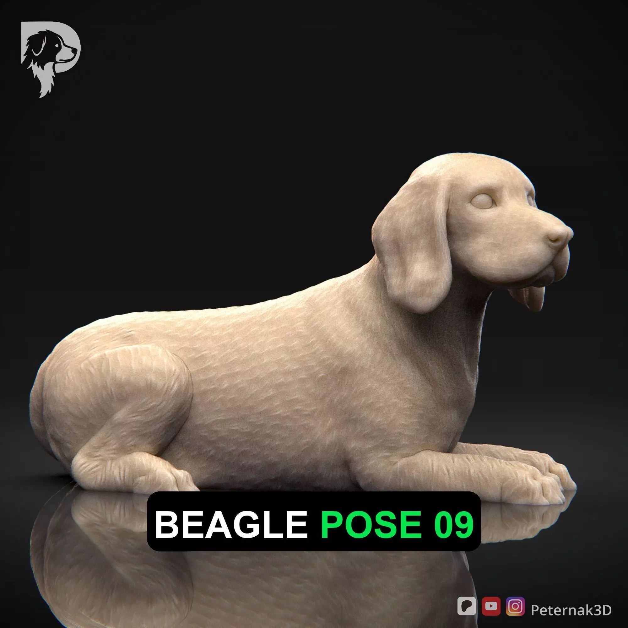 Dog 3D Print Model Beagle Pose 09 Ready STL 3D print model