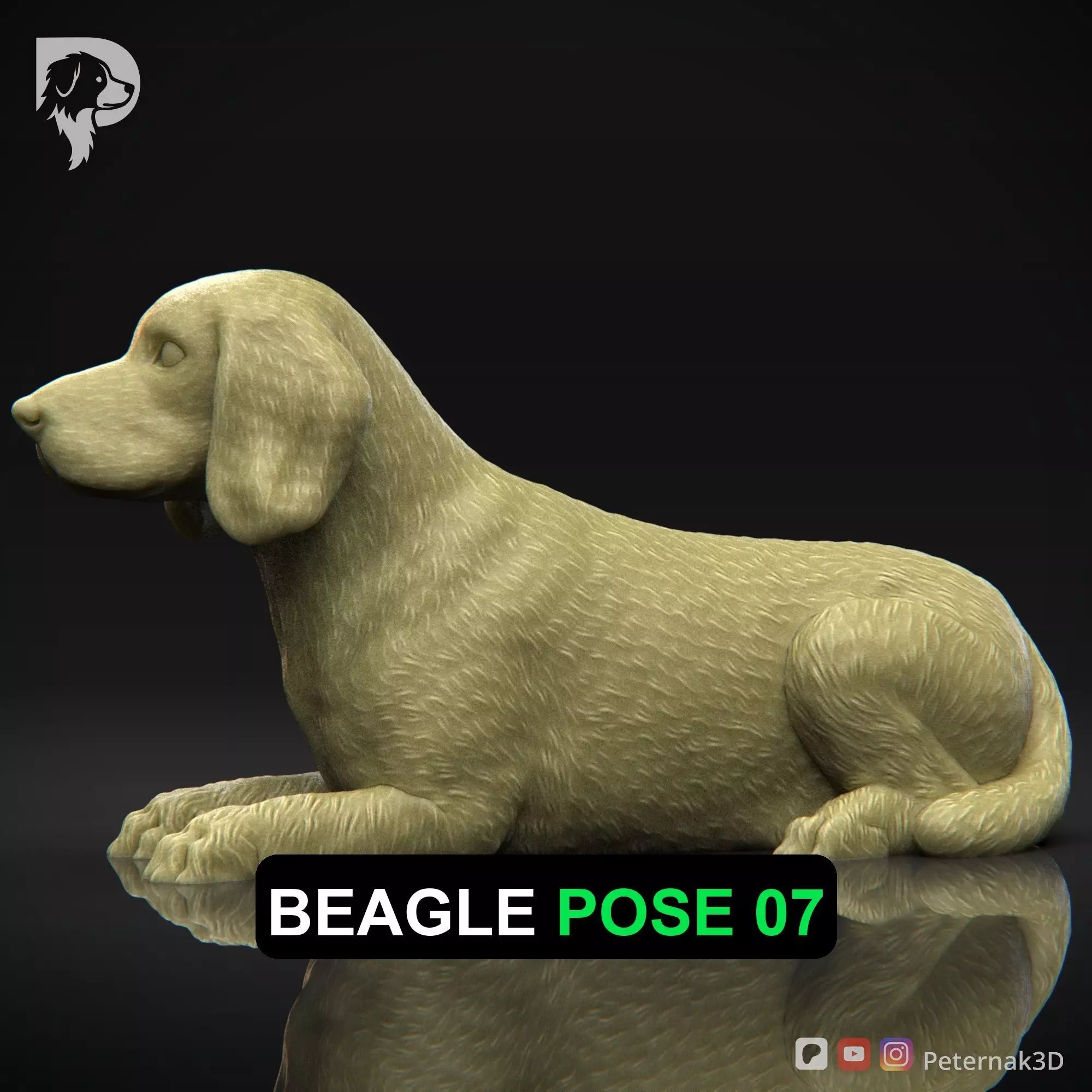 Dog 3D Print Model Beagle Pose 07 Ready STL 3D print model