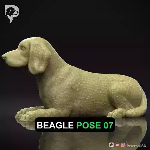 Dog 3D Print Model Beagle Pose 07 Ready STL