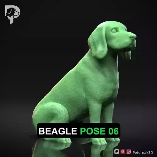 Dog 3D Print Model Beagle Pose 06 Ready STL