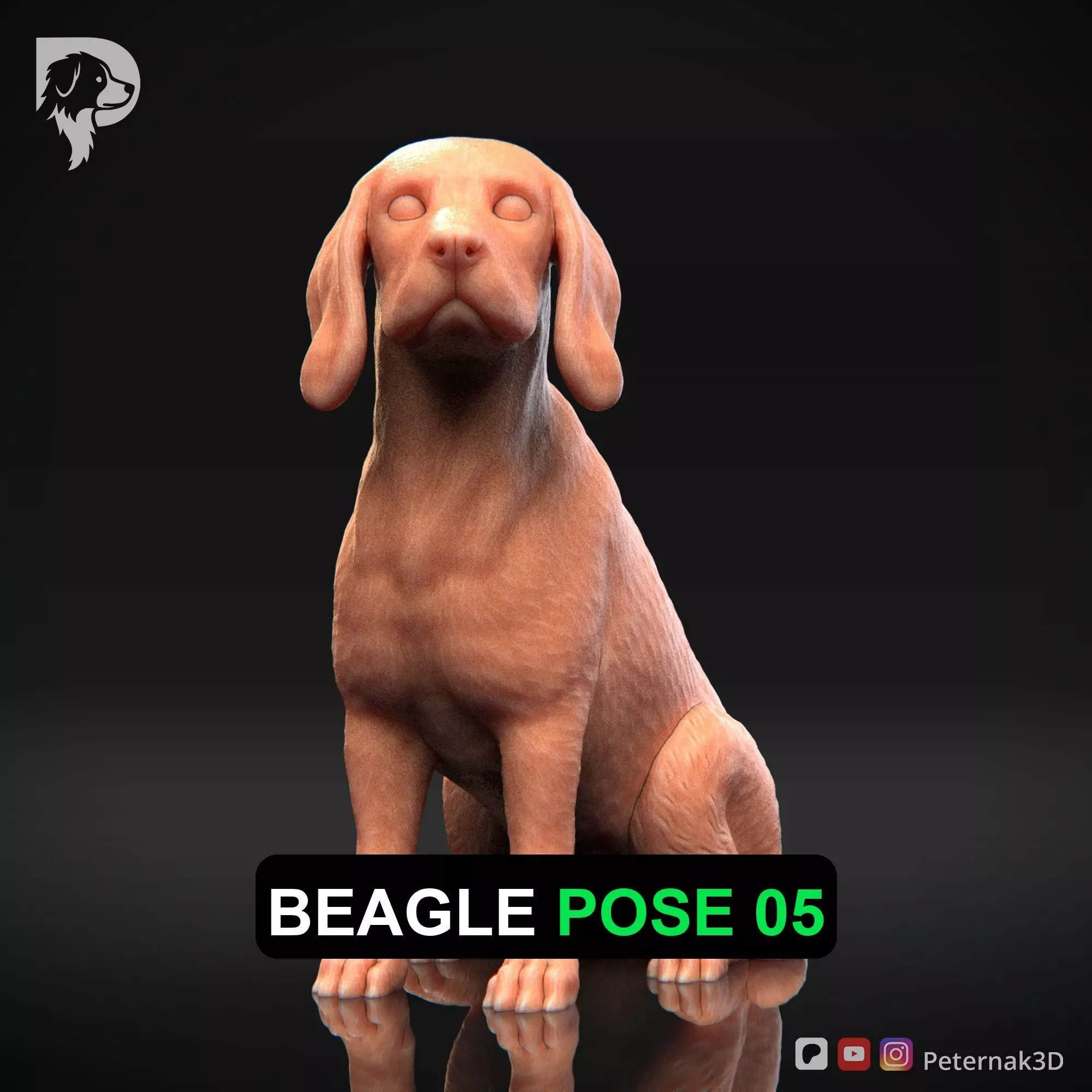 Dog 3D Print Model Beagle Pose 05 Ready STL 3D print model