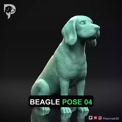 Dog 3D Print Model Beagle Pose 04 Ready STL