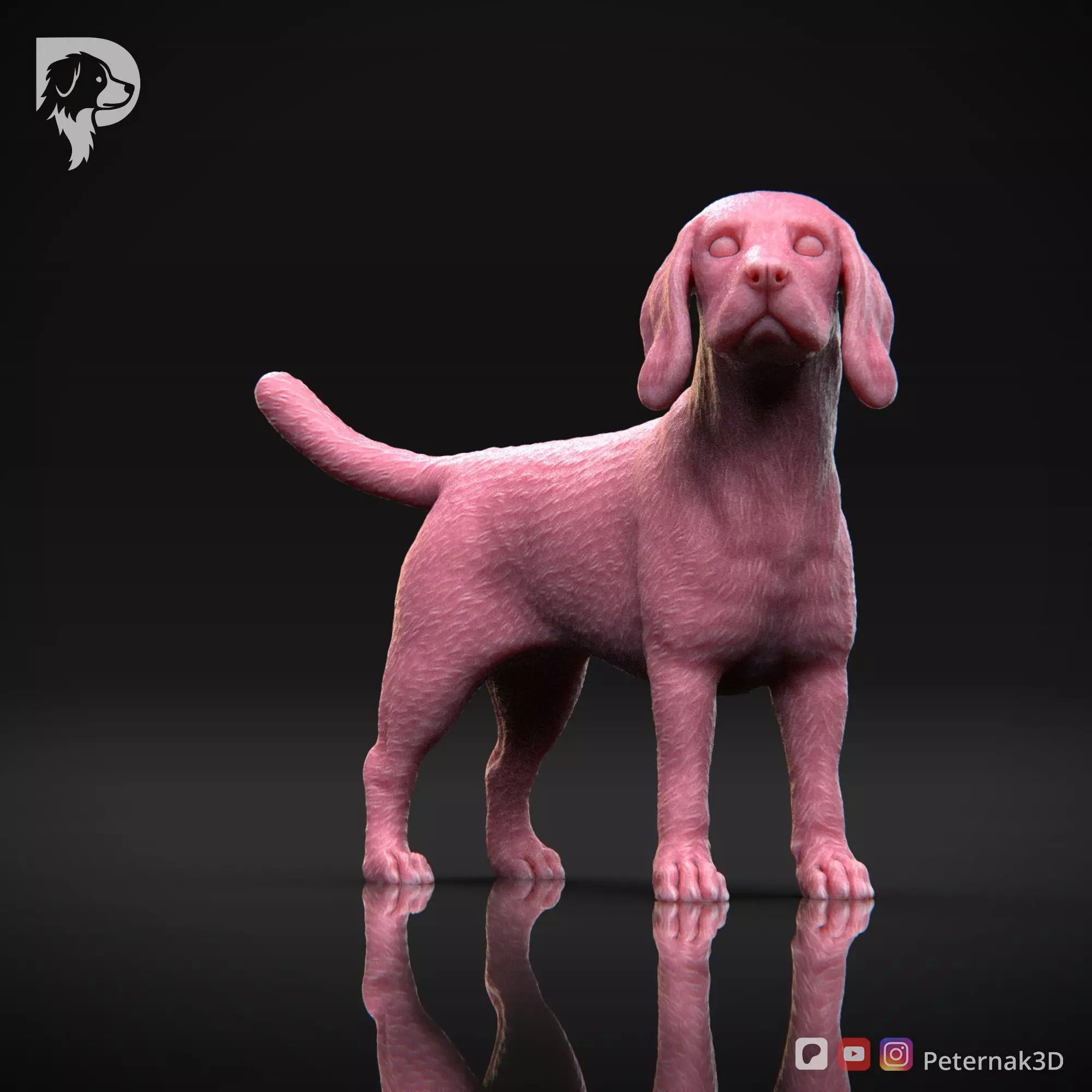 Dog 3D Print Model Beagle Pose 03 Ready STL 3D print model_3