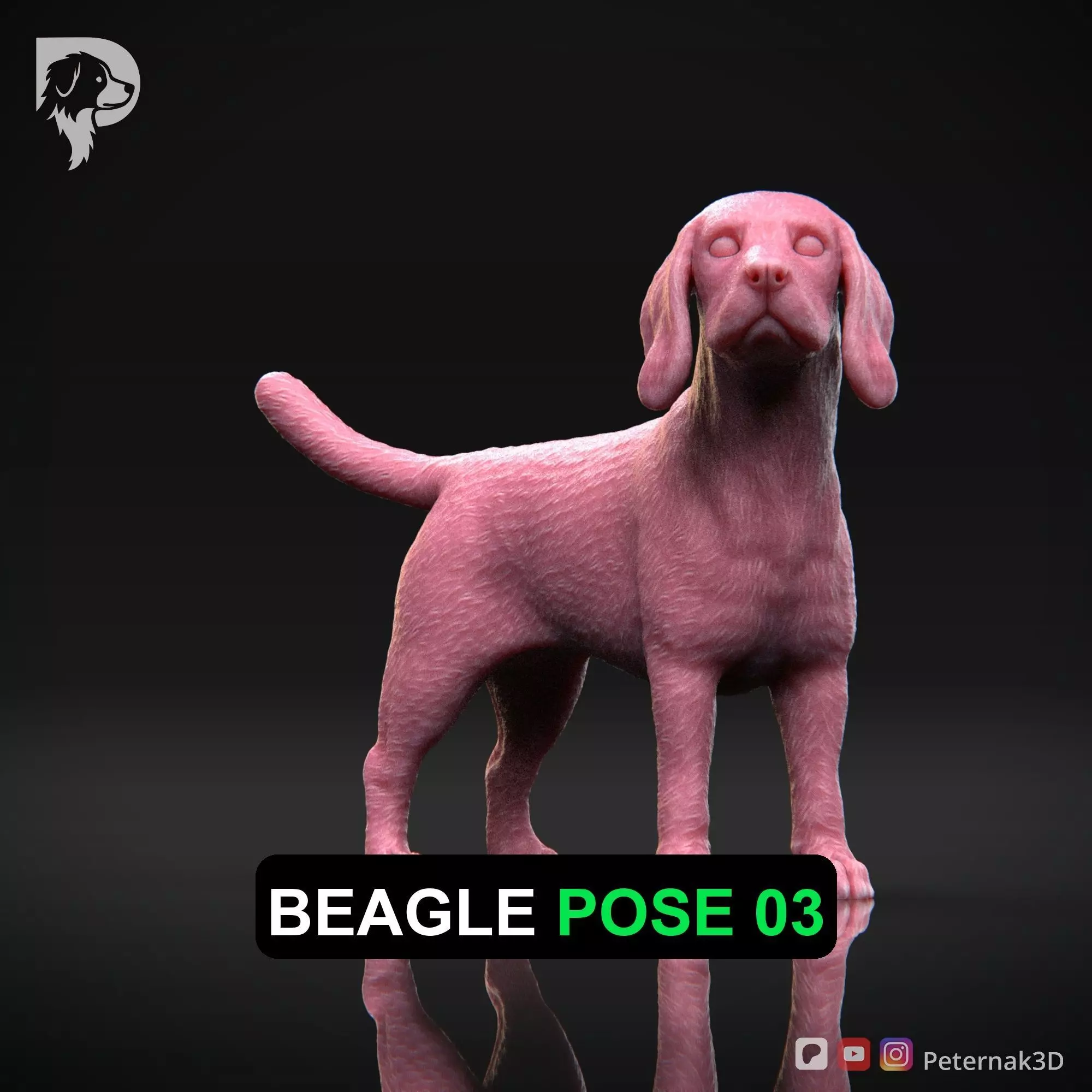 Dog 3D Print Model Beagle Pose 03 Ready STL 3D print model_0