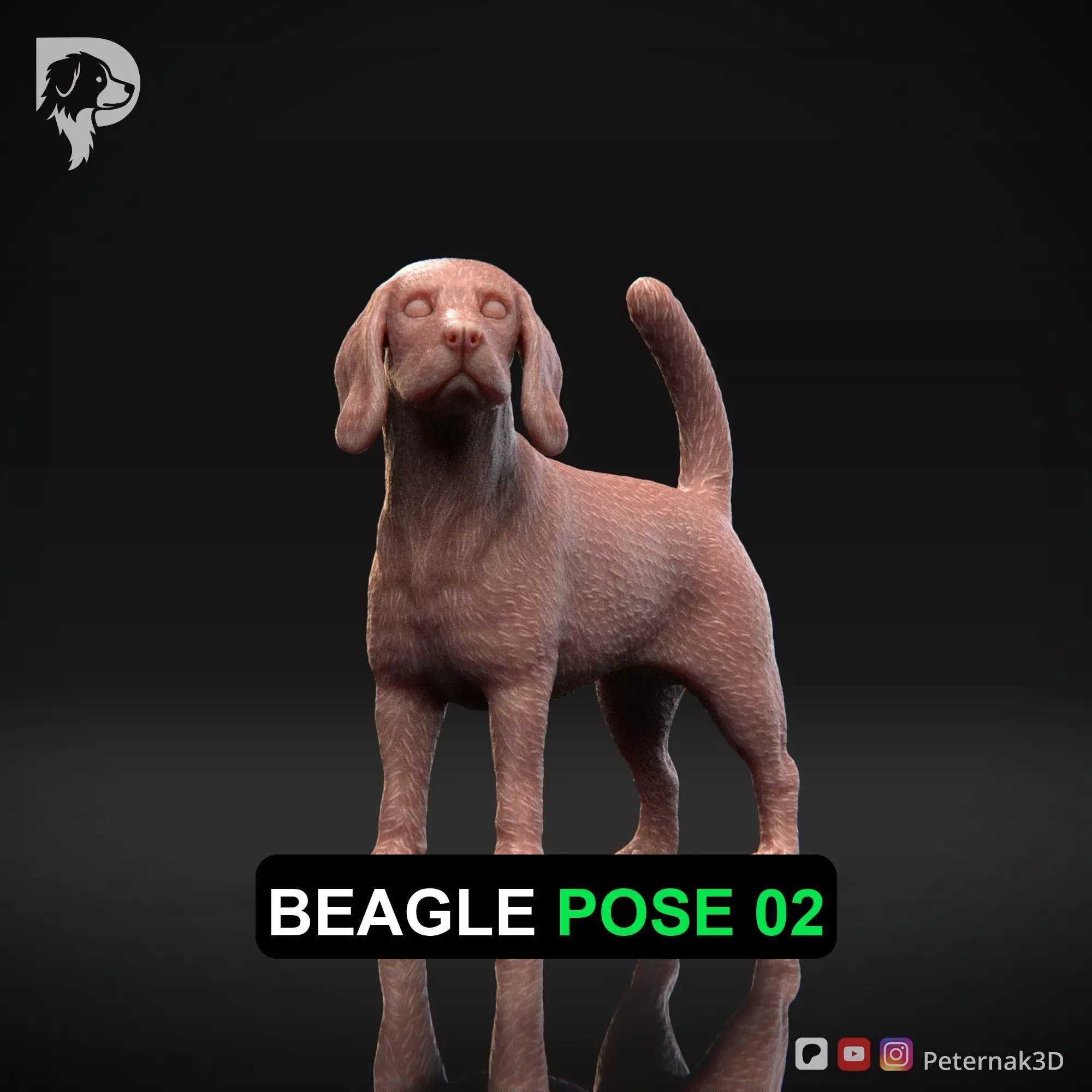 Dog 3D Print Model Beagle Pose 02 Ready STL 3D print model