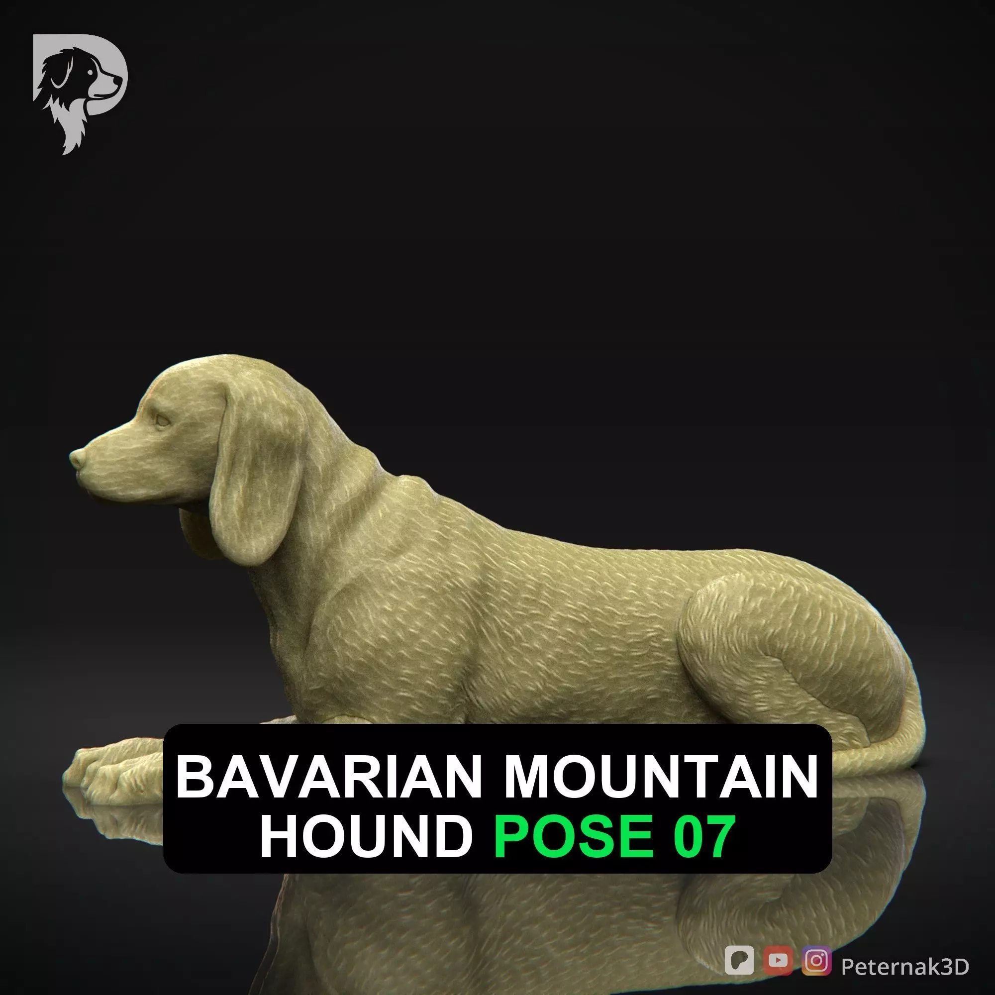 Dog 3D Print Model Bavarian Mountain Hound Pose 07 Ready STL 3D print model
