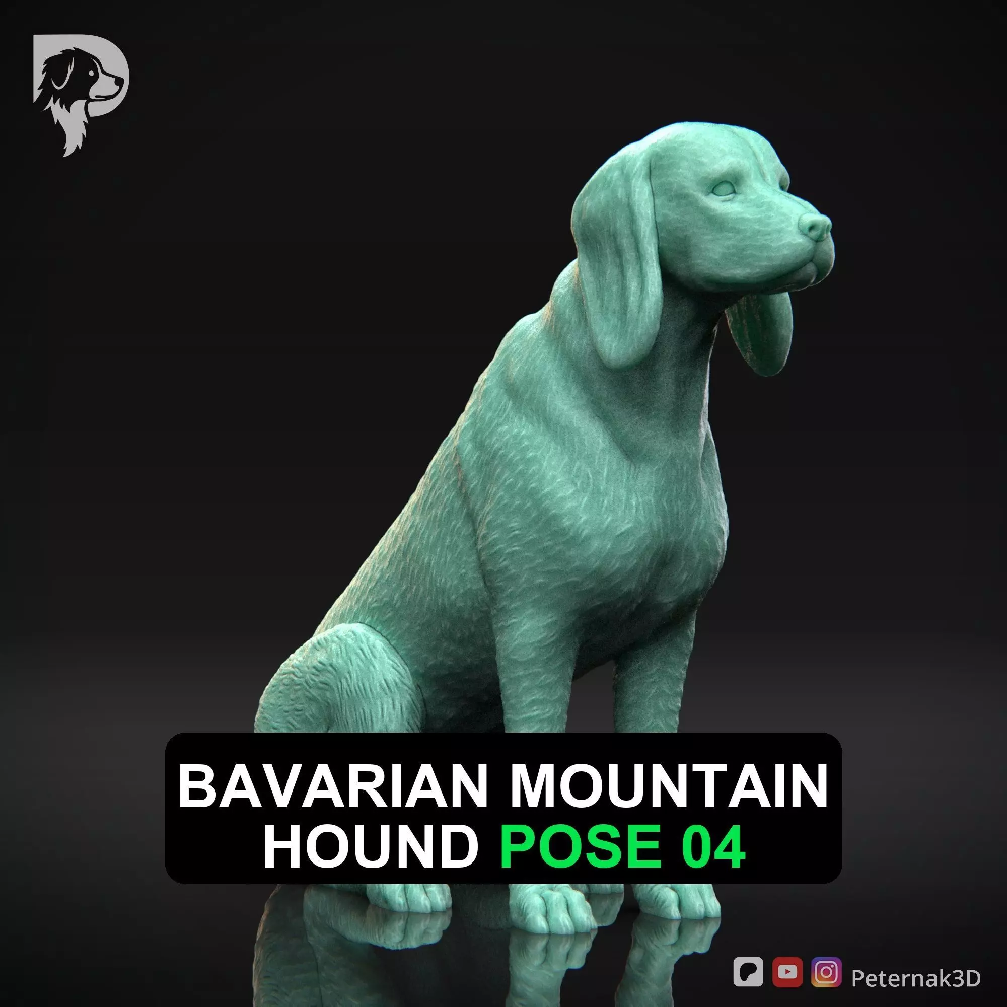 Dog 3D Print Model Bavarian Mountain Hound Pose 04 Ready STL 3D print model