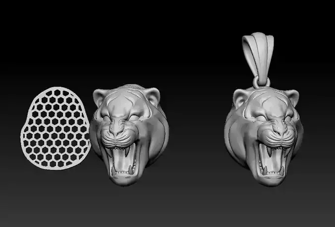 Gold Tiger  Pendant 3D print model 3D print model