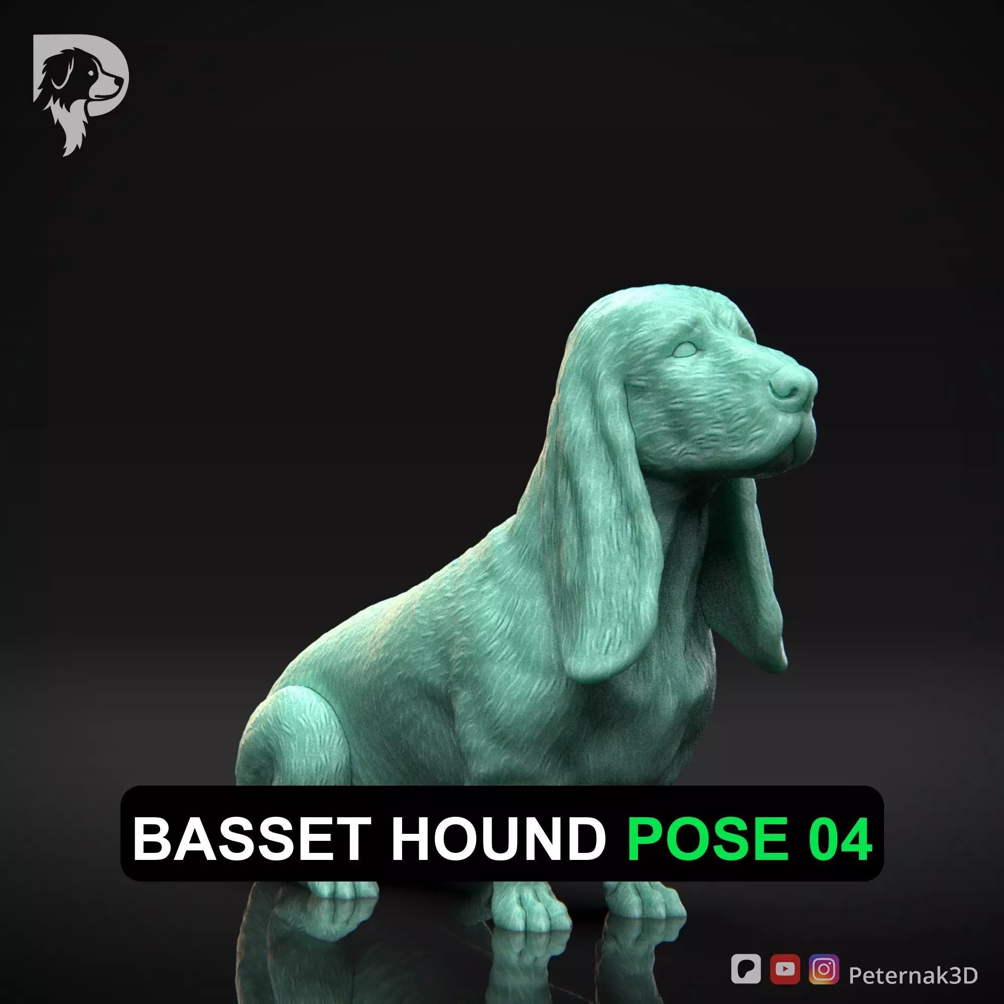 Dog 3D Print Model Basset Hound Pose 04 Ready STL 3D print model