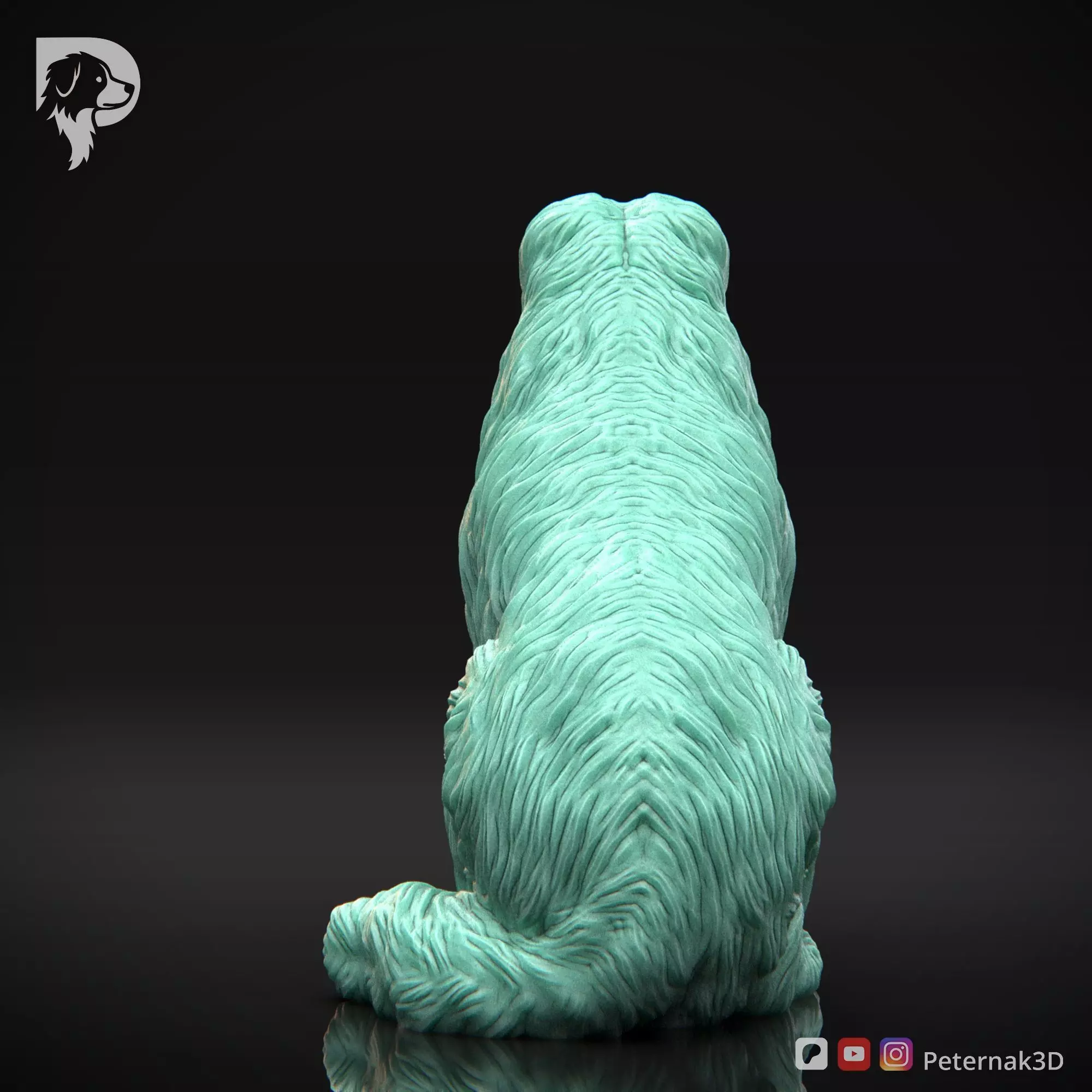 Dog 3D Print Model Briard Dog Pose 04 Ready STL 3D print model_7