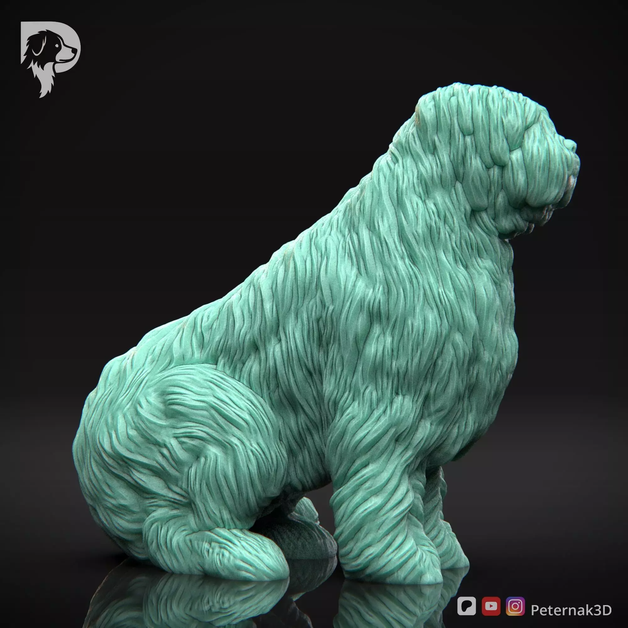 Dog 3D Print Model Briard Dog Pose 04 Ready STL 3D print model_4
