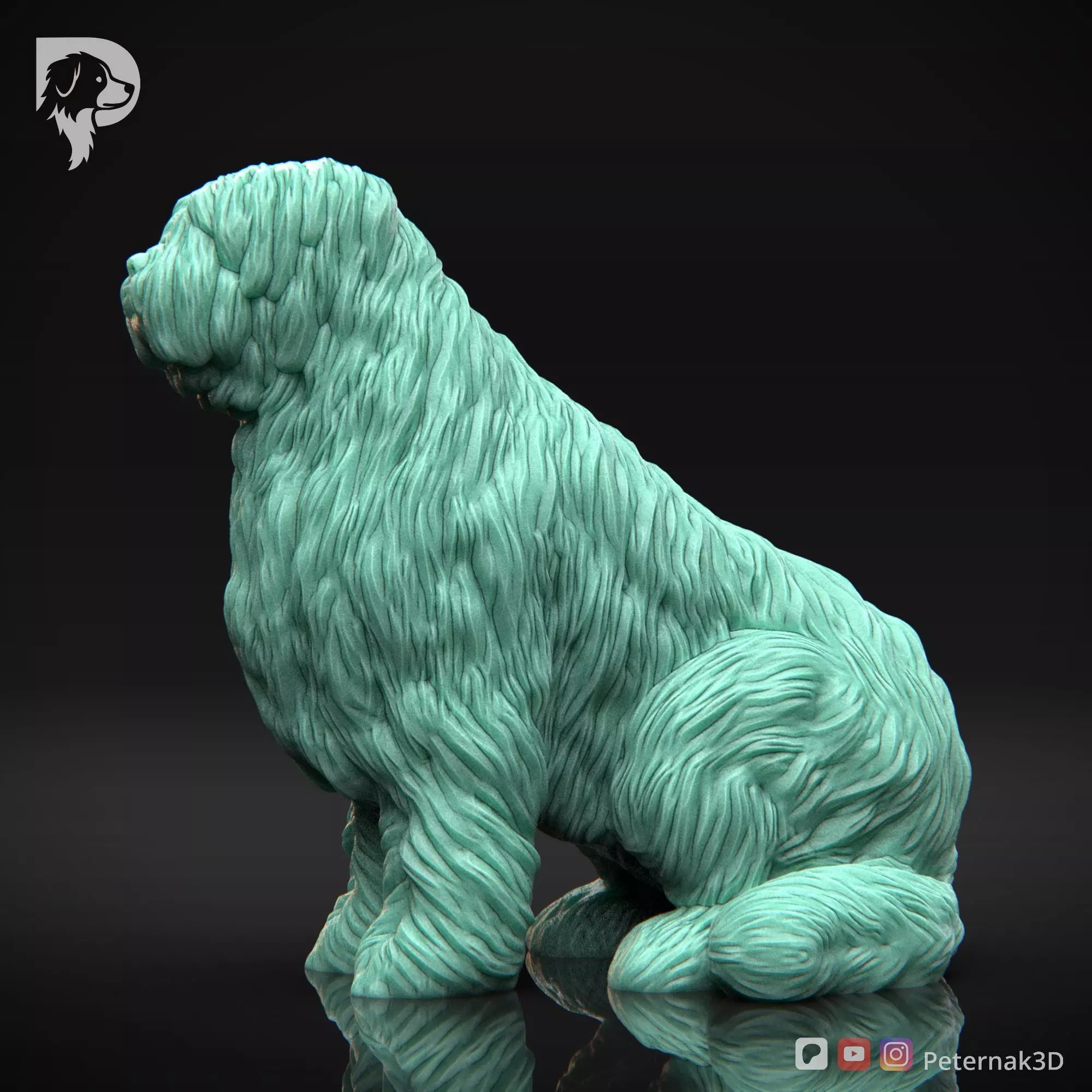 Dog 3D Print Model Briard Dog Pose 04 Ready STL 3D print model_10