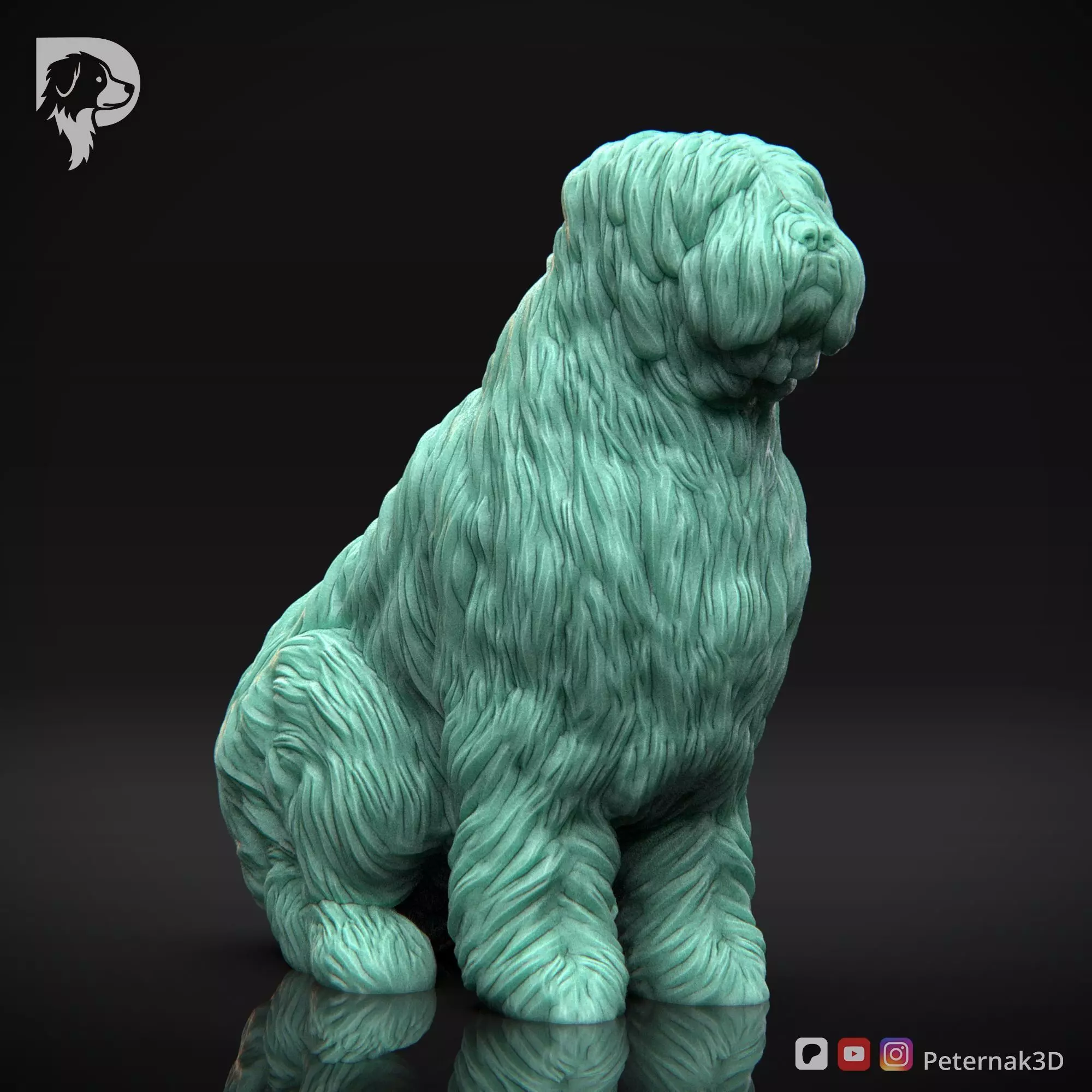 Dog 3D Print Model Briard Dog Pose 04 Ready STL 3D print model_3