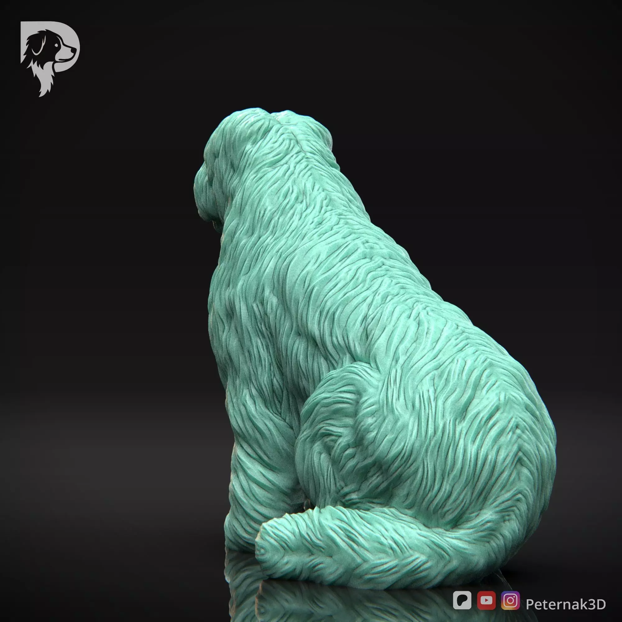 Dog 3D Print Model Briard Dog Pose 04 Ready STL 3D print model_8