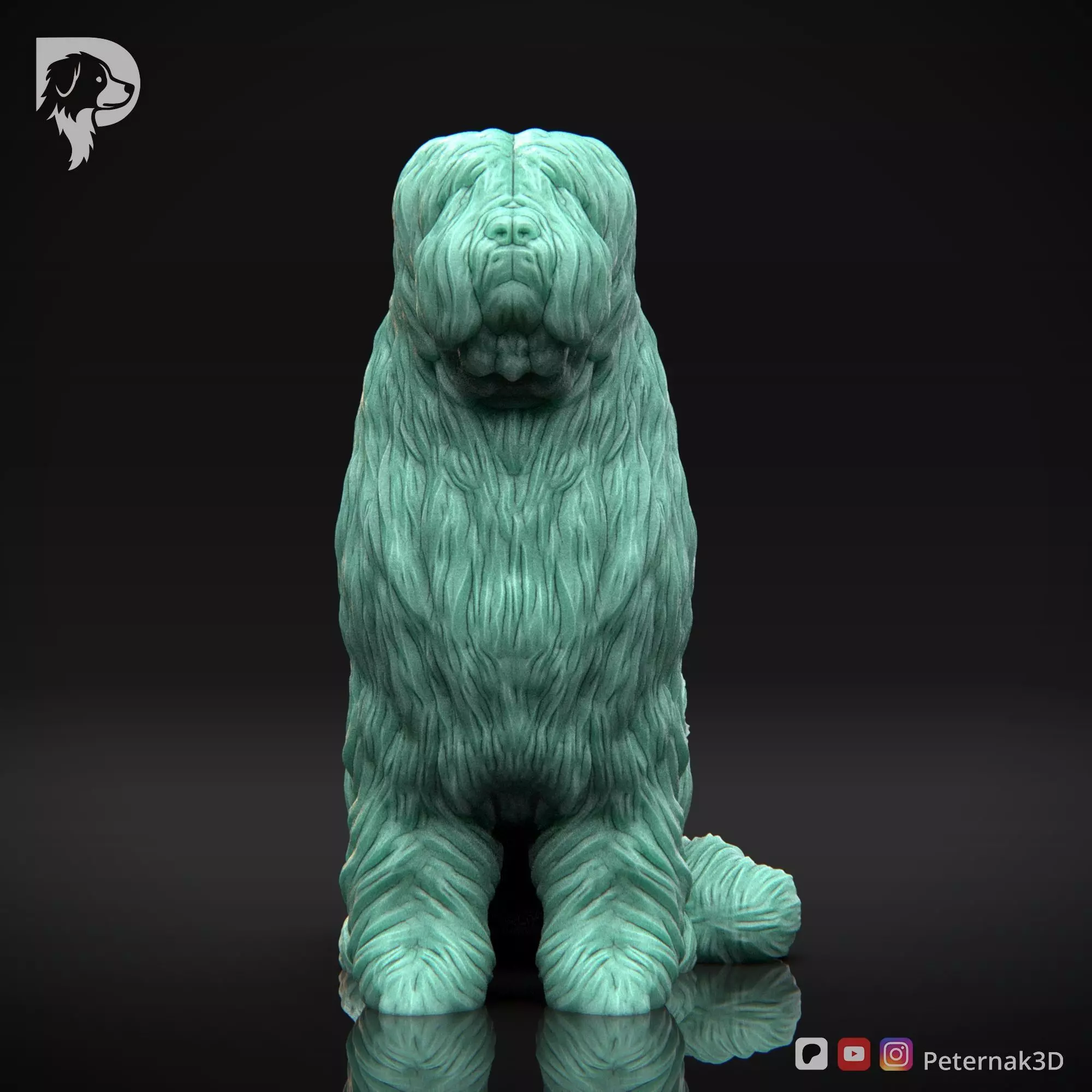 Dog 3D Print Model Briard Dog Pose 04 Ready STL 3D print model_2