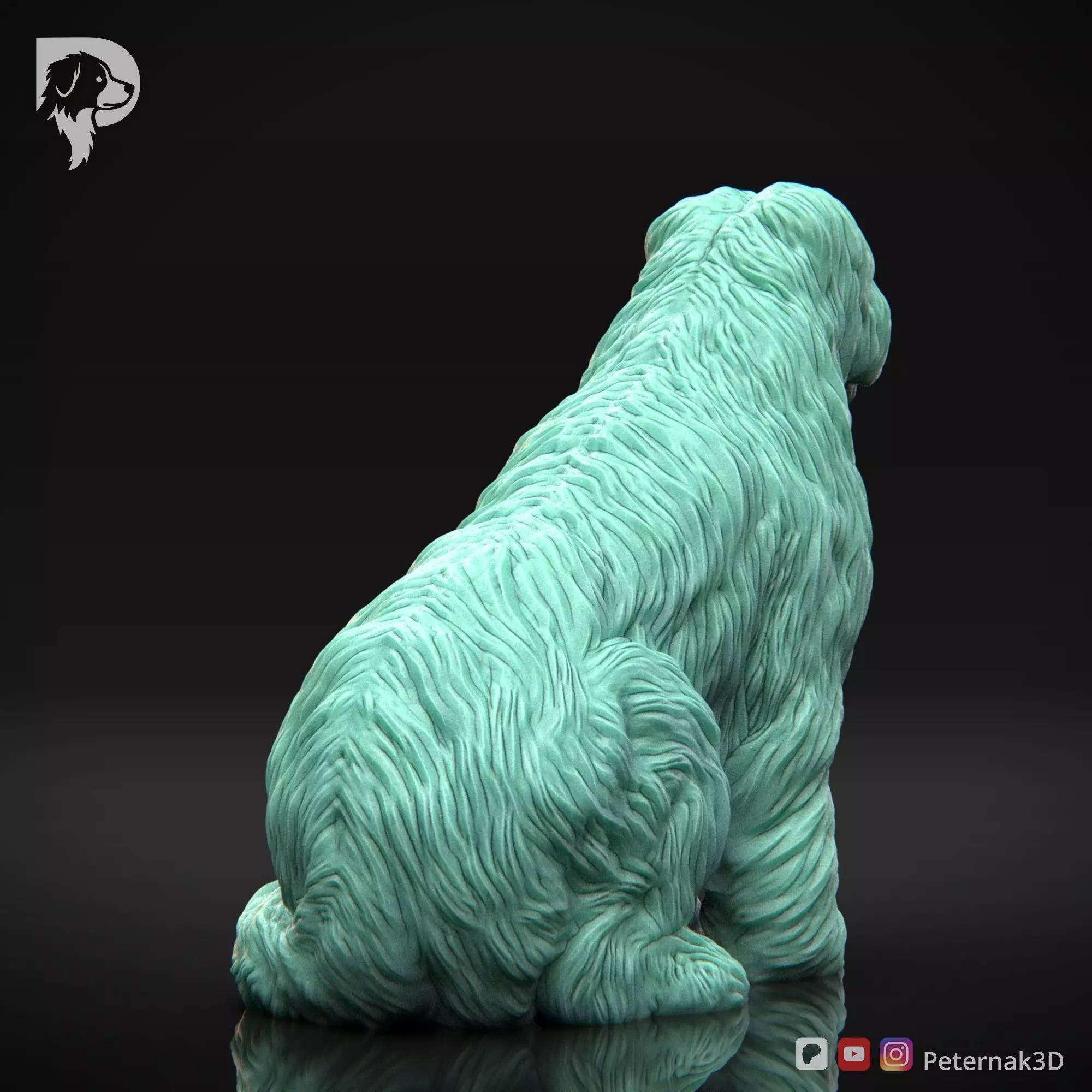 Dog 3D Print Model Briard Dog Pose 04 Ready STL 3D print model_6