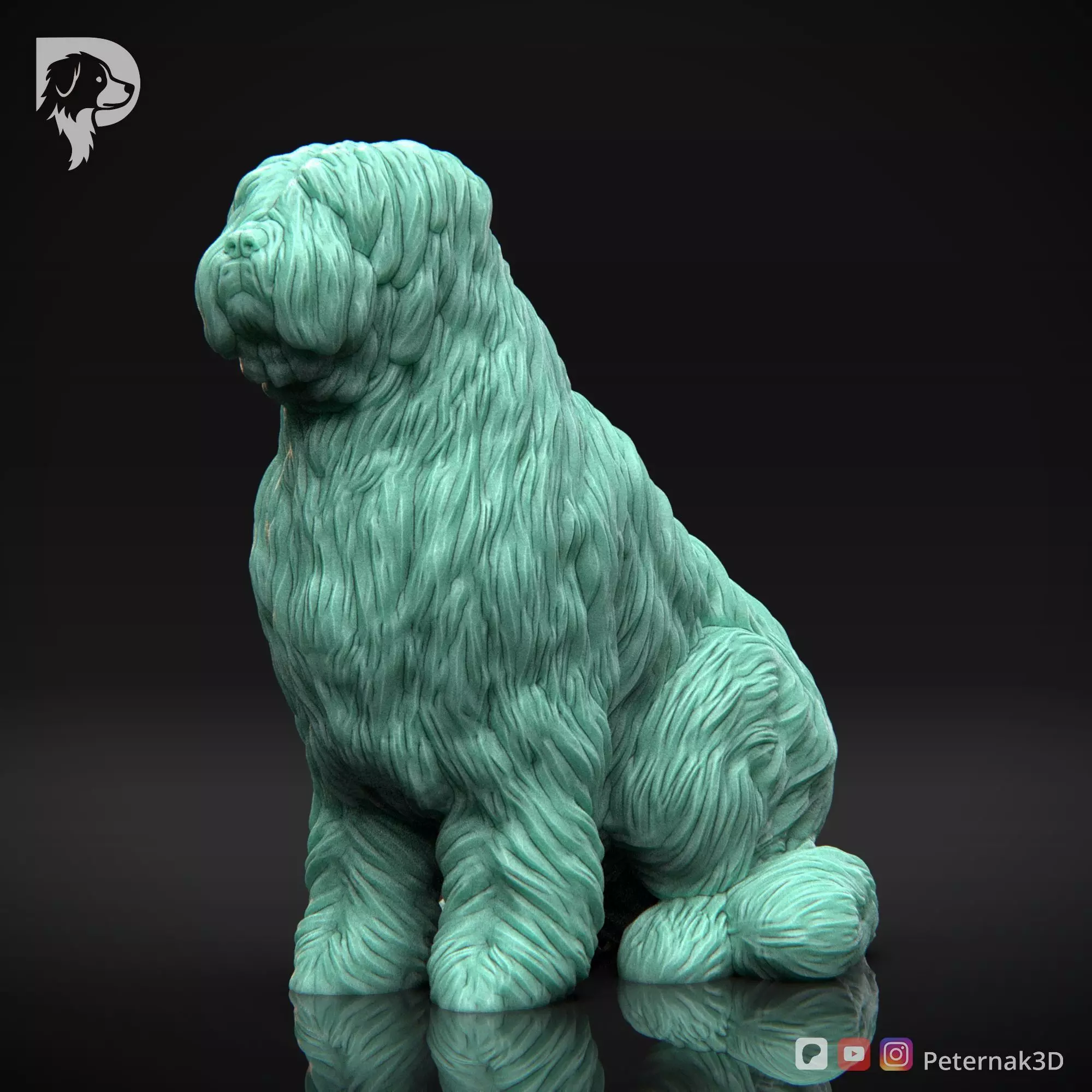 Dog 3D Print Model Briard Dog Pose 04 Ready STL 3D print model_11