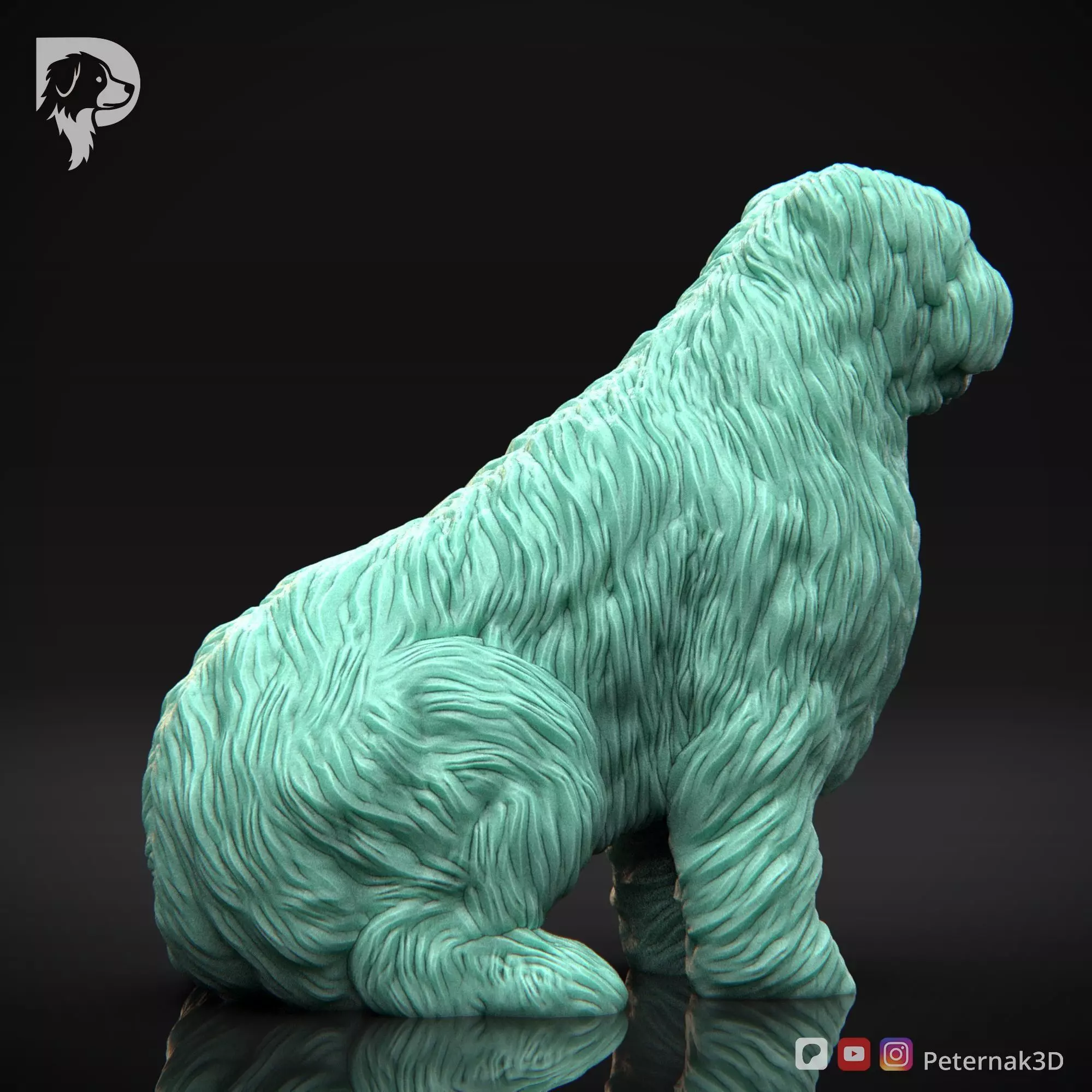 Dog 3D Print Model Briard Dog Pose 04 Ready STL 3D print model_5