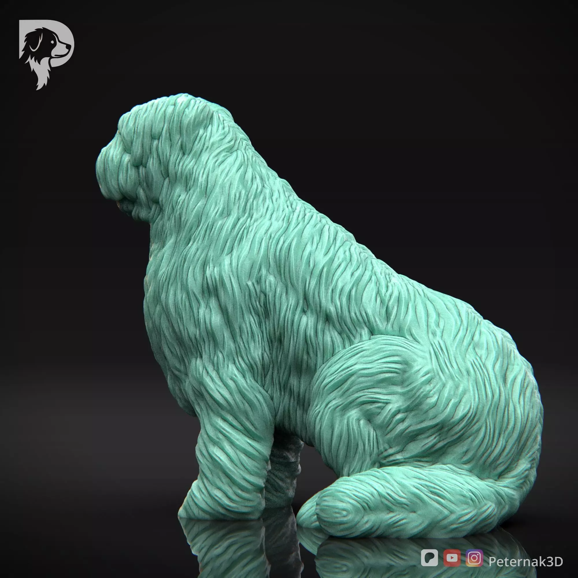 Dog 3D Print Model Briard Dog Pose 04 Ready STL 3D print model_9