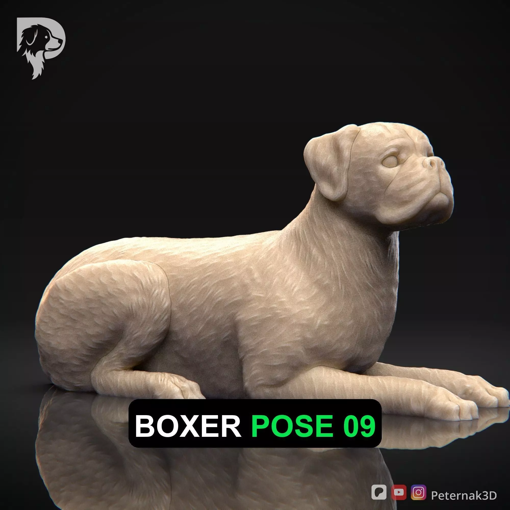 Dog 3D Print Model Boxer Dog Pose 09 Ready STL 3D print model_0